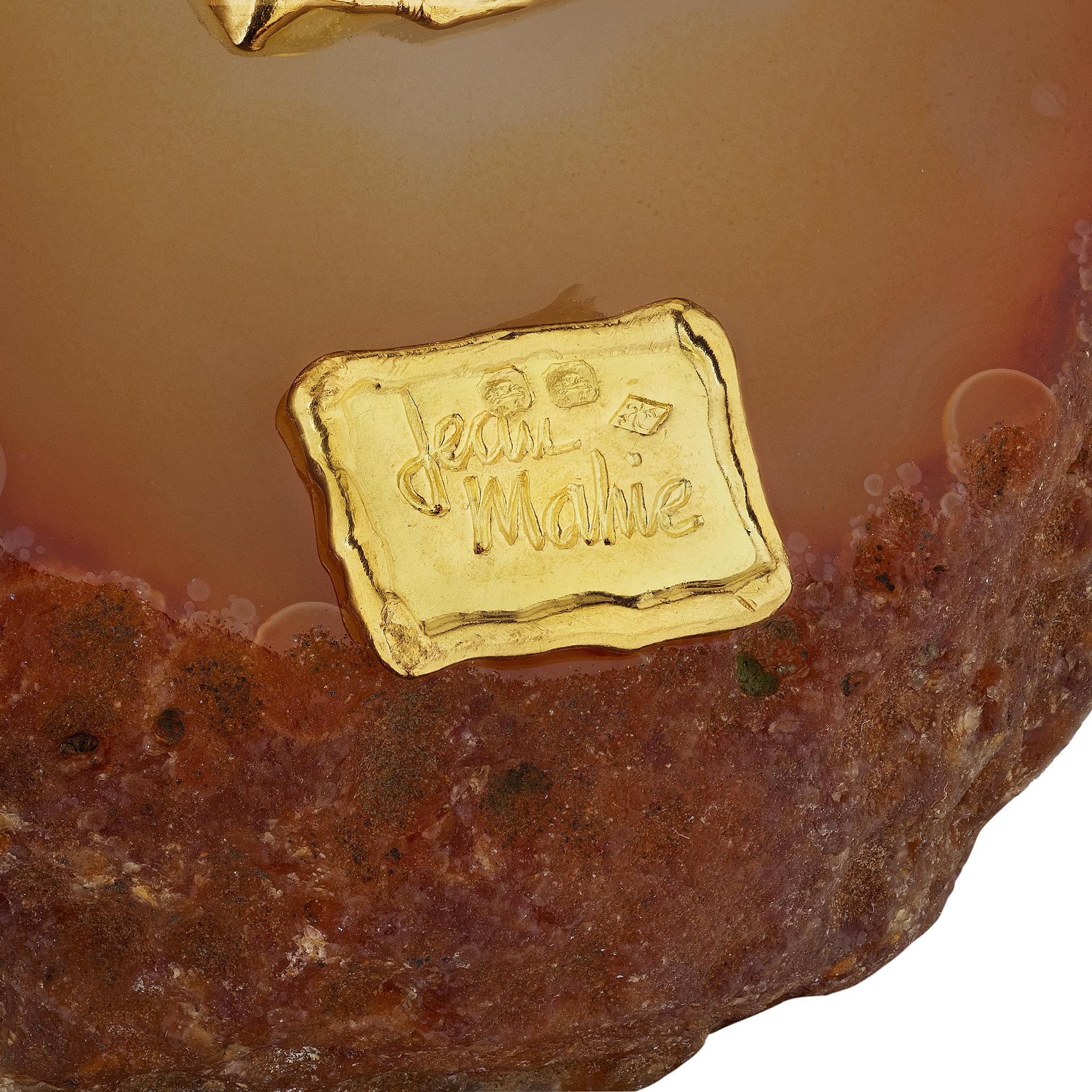Jean Mahie France Gold Agate Vintage Sculpture In Excellent Condition For Sale In Greenwich, CT