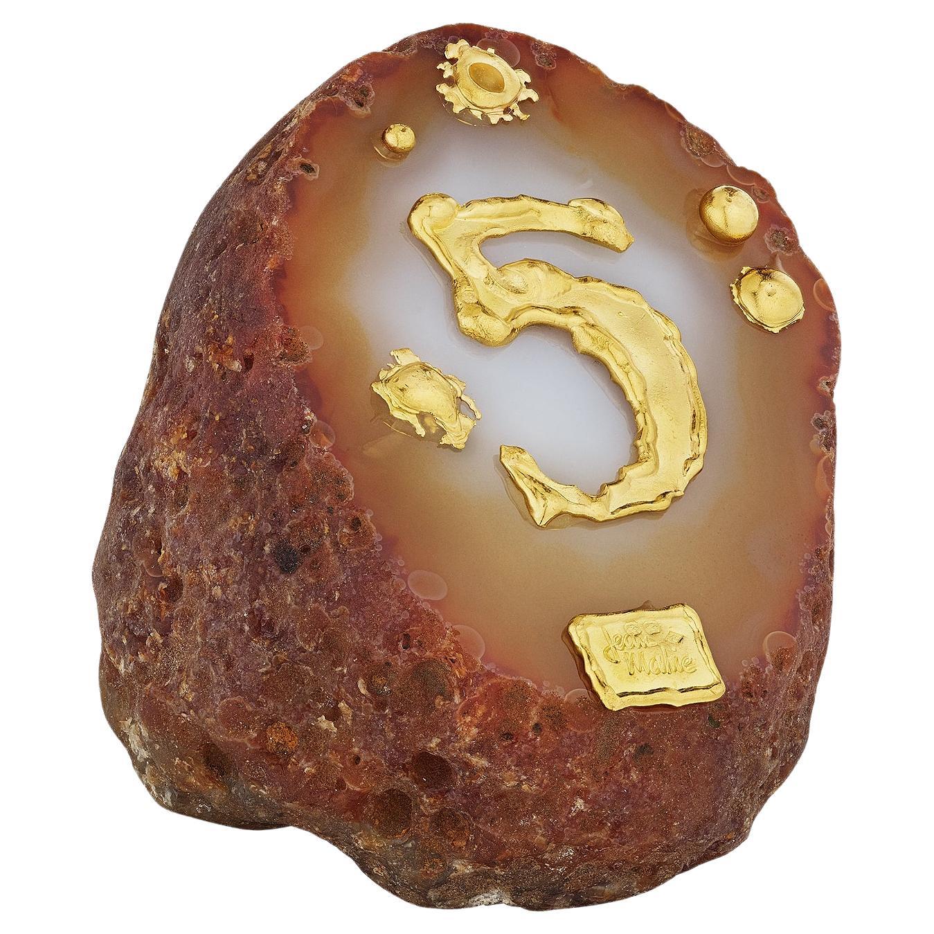 Jean Mahie France Gold Agate Vintage Sculpture
