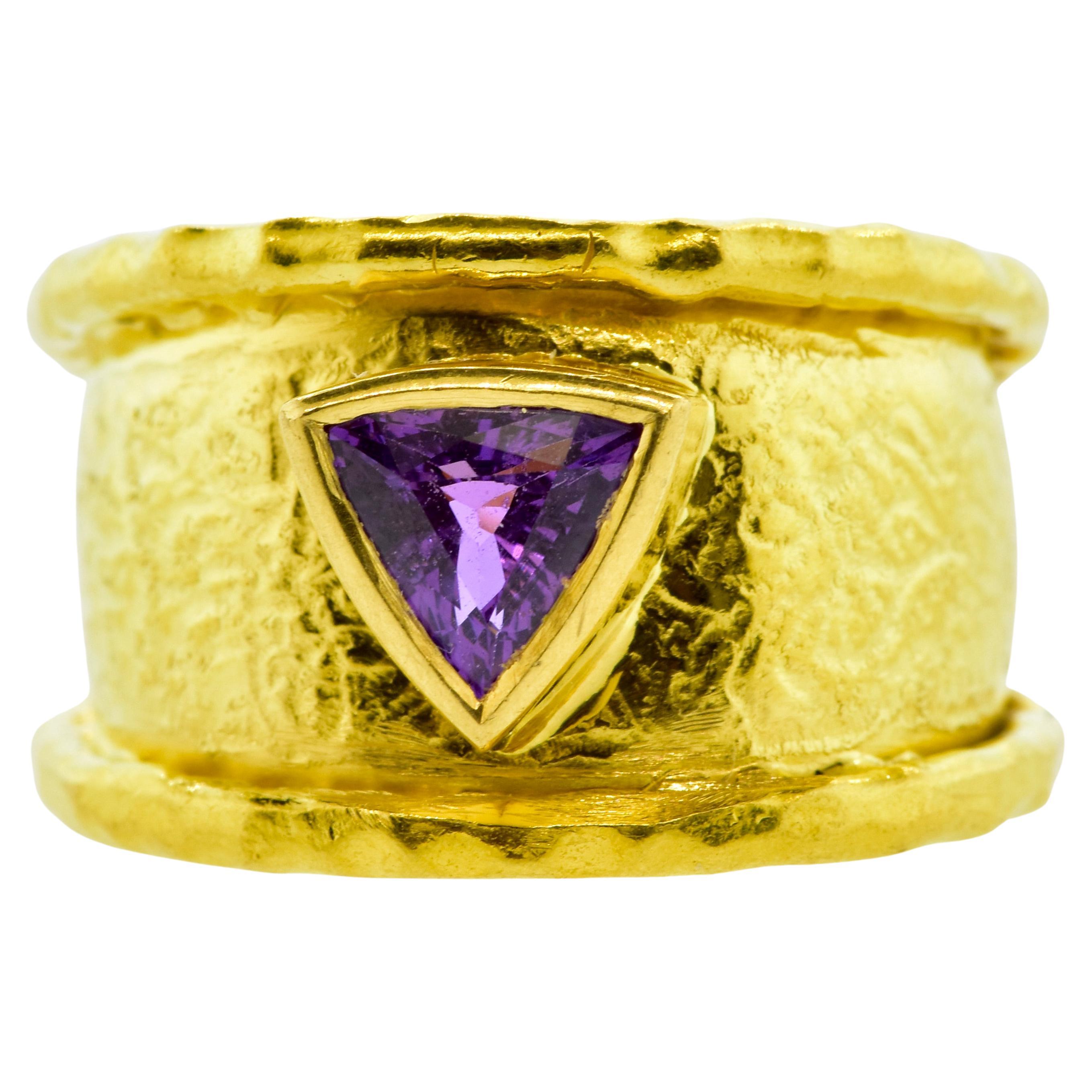 Jean Mahie Gold and Fancy Cut Fine Purple Sapphire Ring, French,  c. 1990
