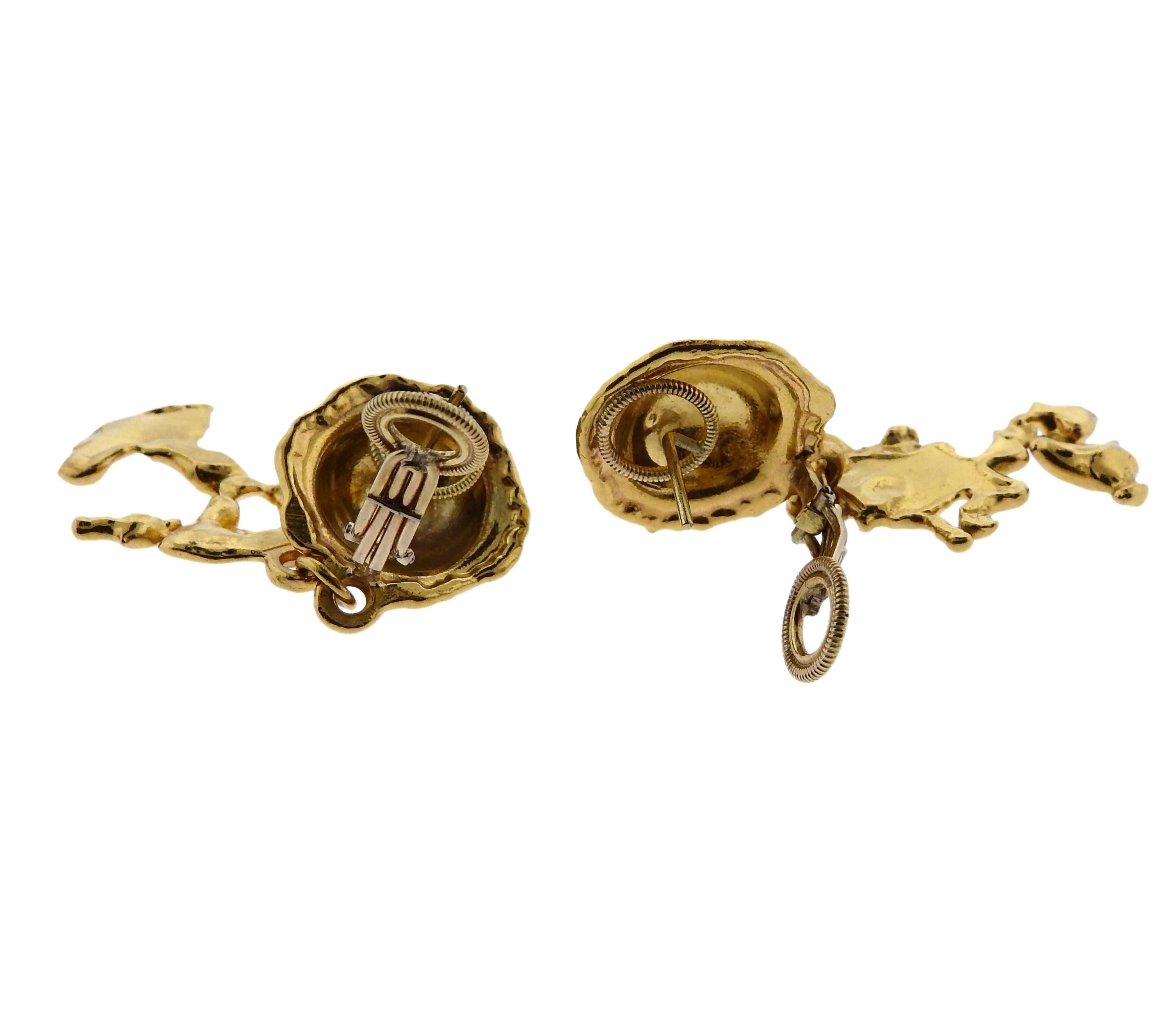 Women's Jean Mahie Gold Charming Creatures Drop Earrings