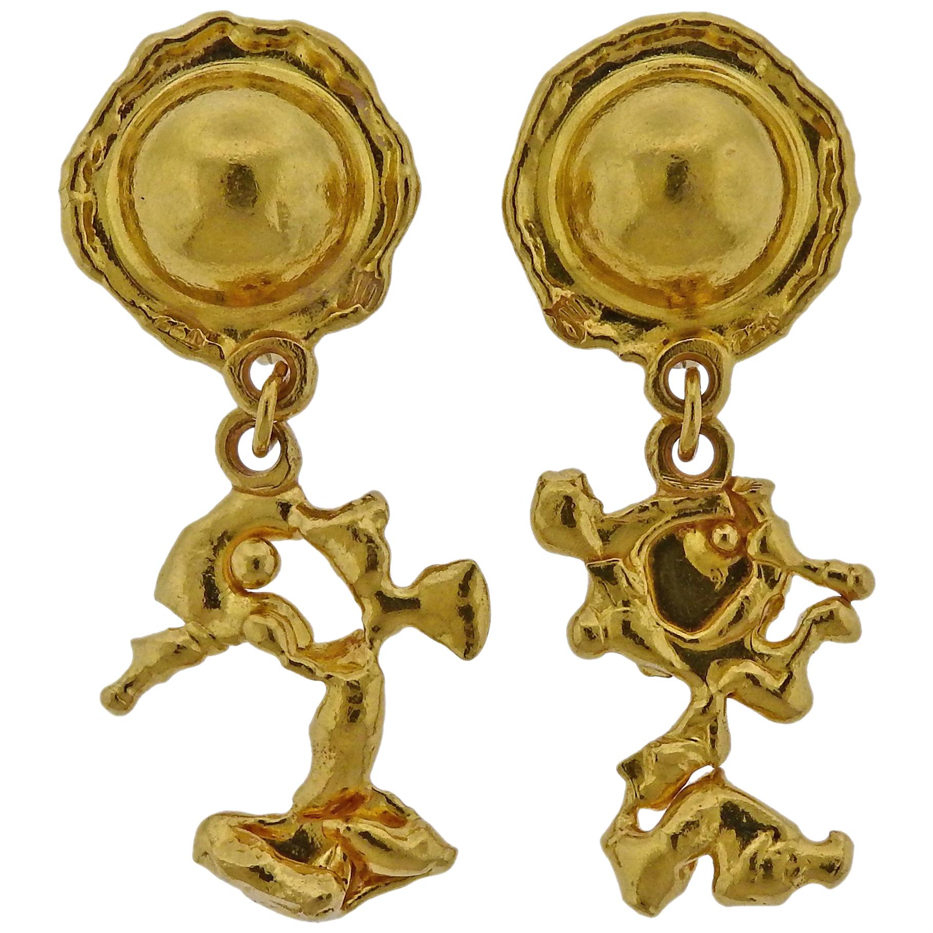 Jean Mahie Gold Charming Creatures Drop Earrings