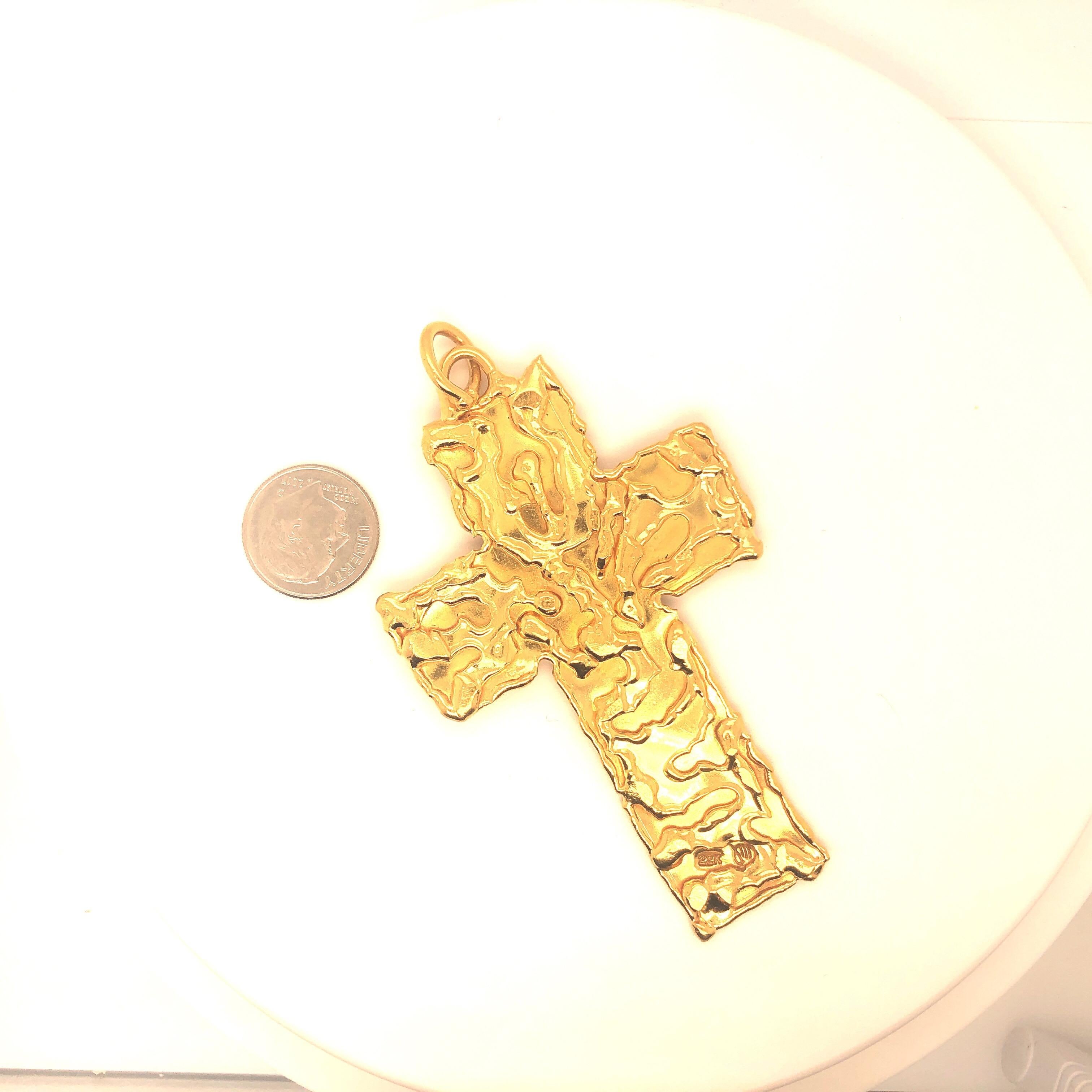 Modern Jean Mahie Gold Cross Pendant