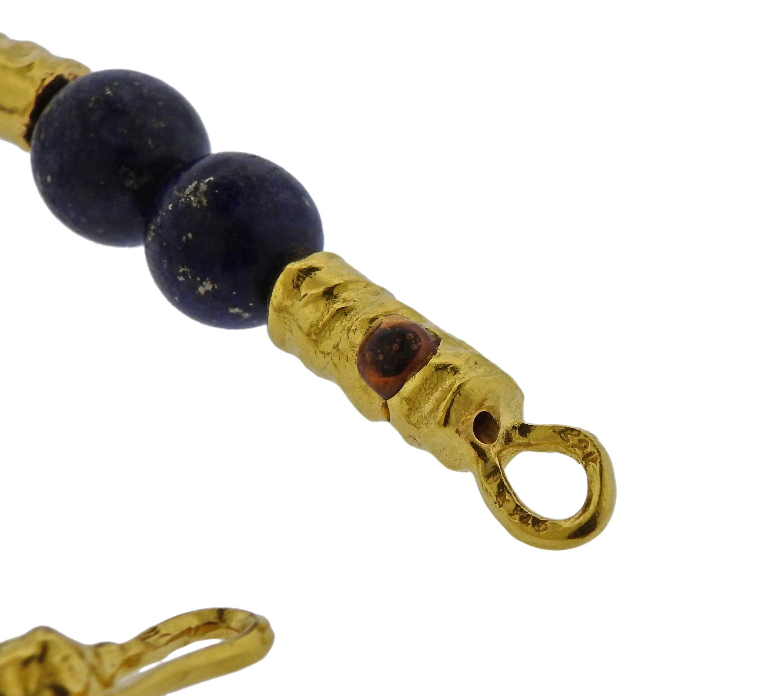 Women's Jean Mahie Gold Lapis Bead Necklace