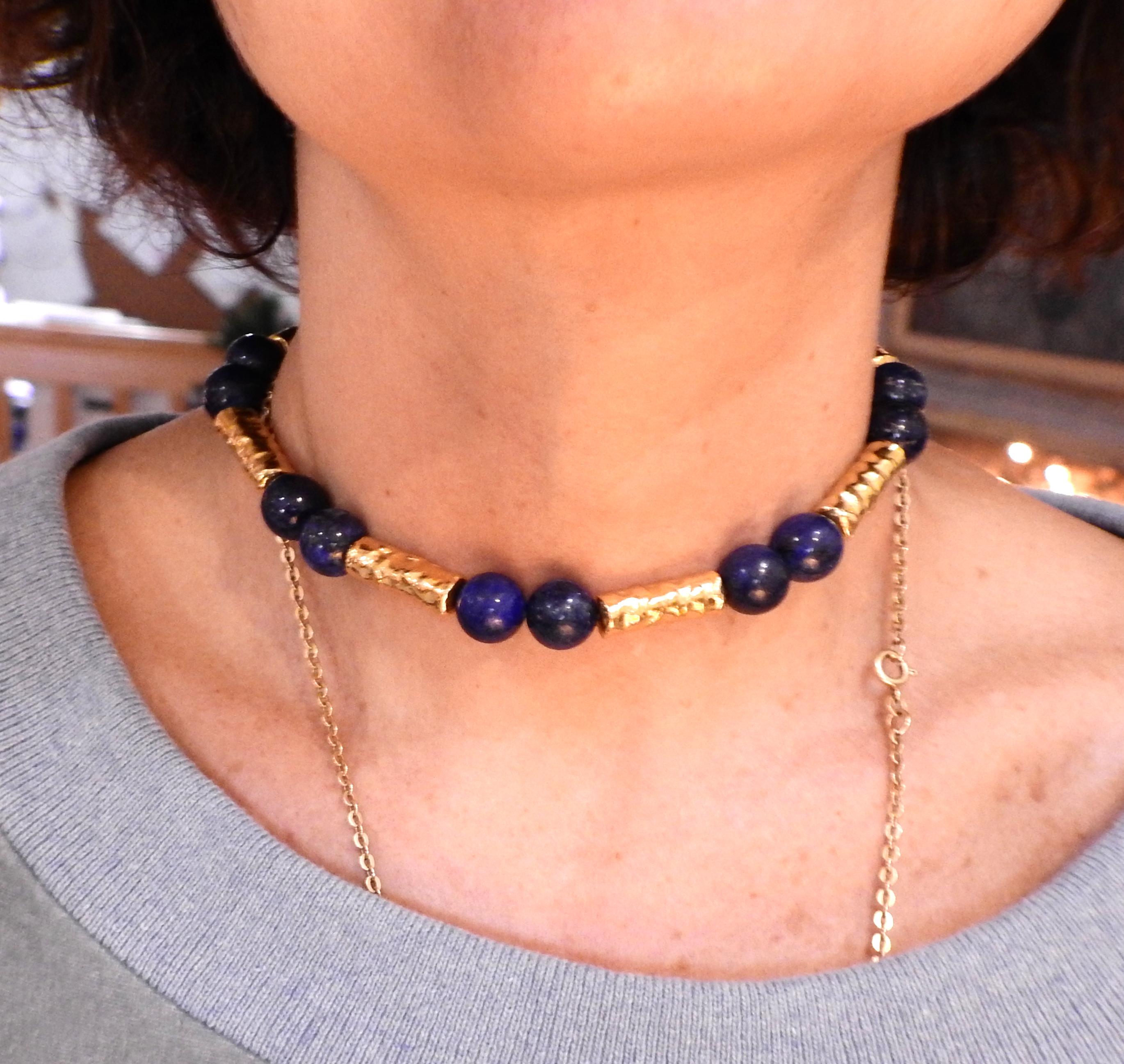Jean Mahie Gold Lapis Bead Necklace 1