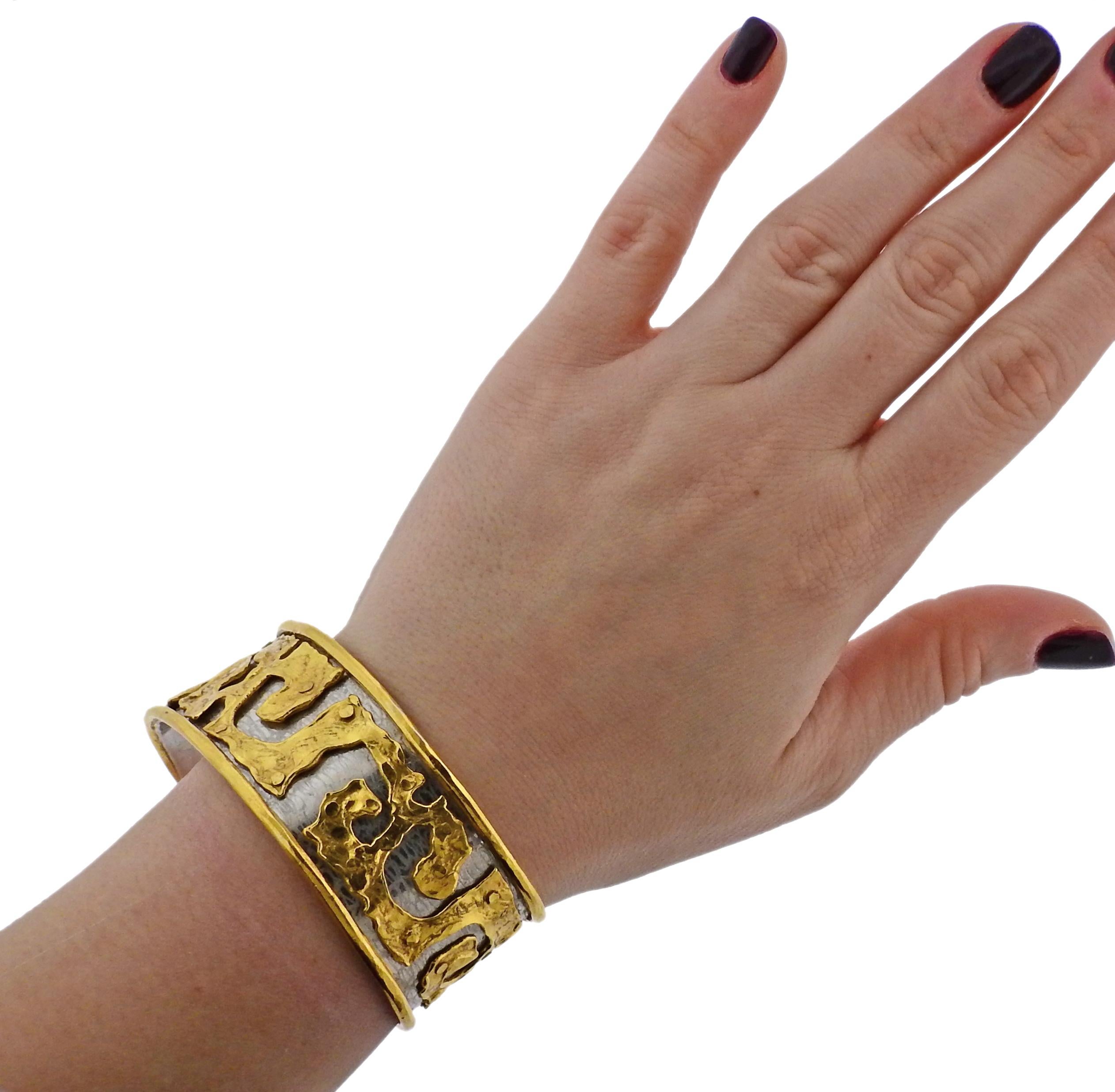 Jean Mahie Gold Platinum Cuff Bracelet 1