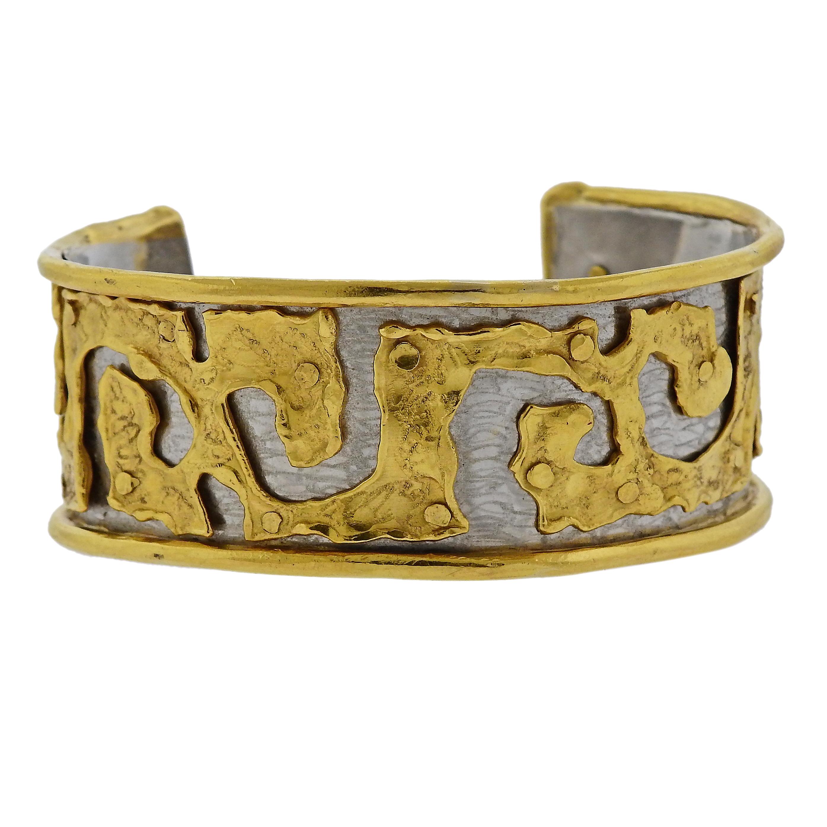 Jean Mahie Gold Platinum Cuff Bracelet