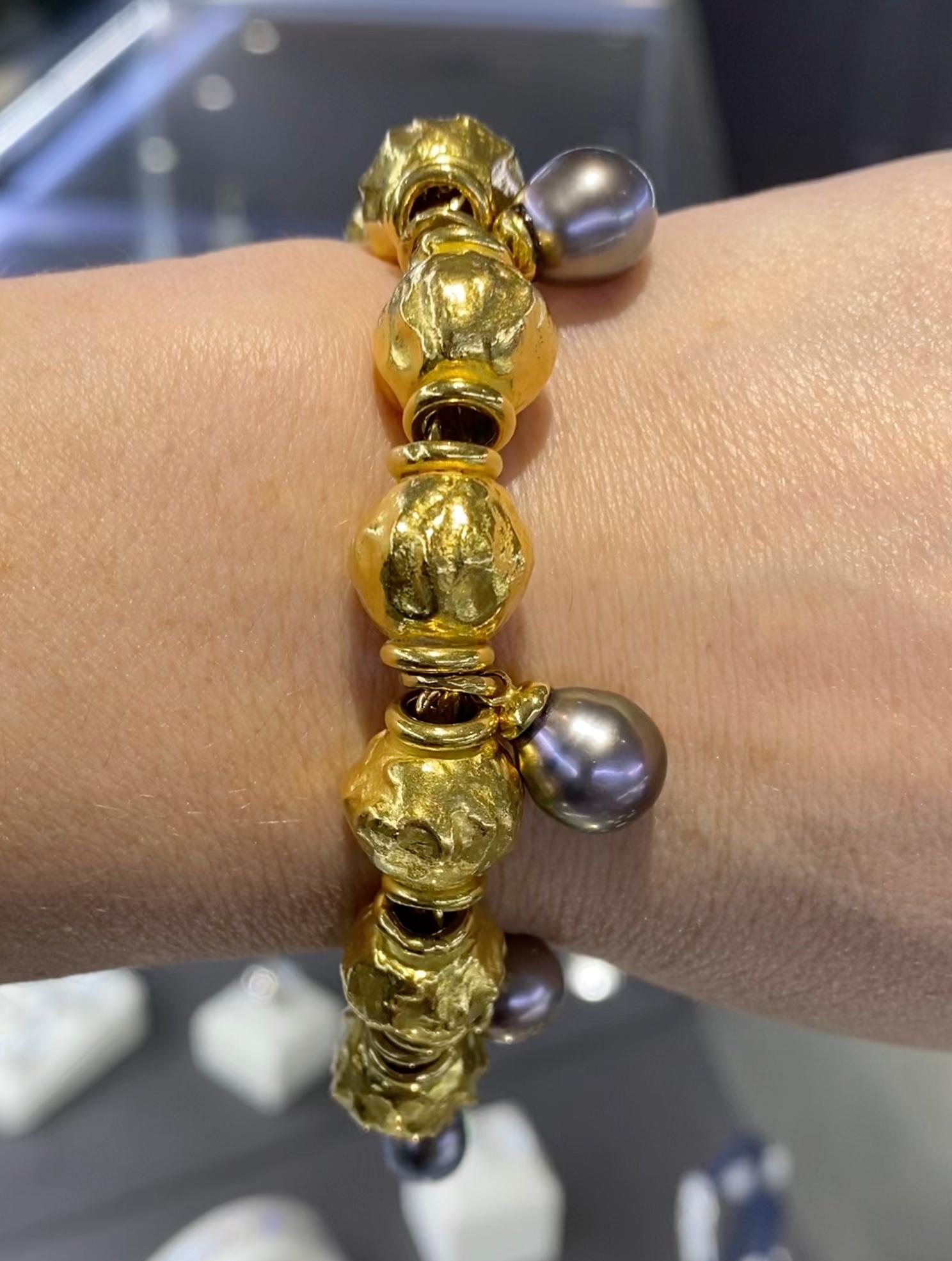 Collana girocollo con perline in oro giallo 22 carati Jean Mahie 253,6 grammi in vendita 6