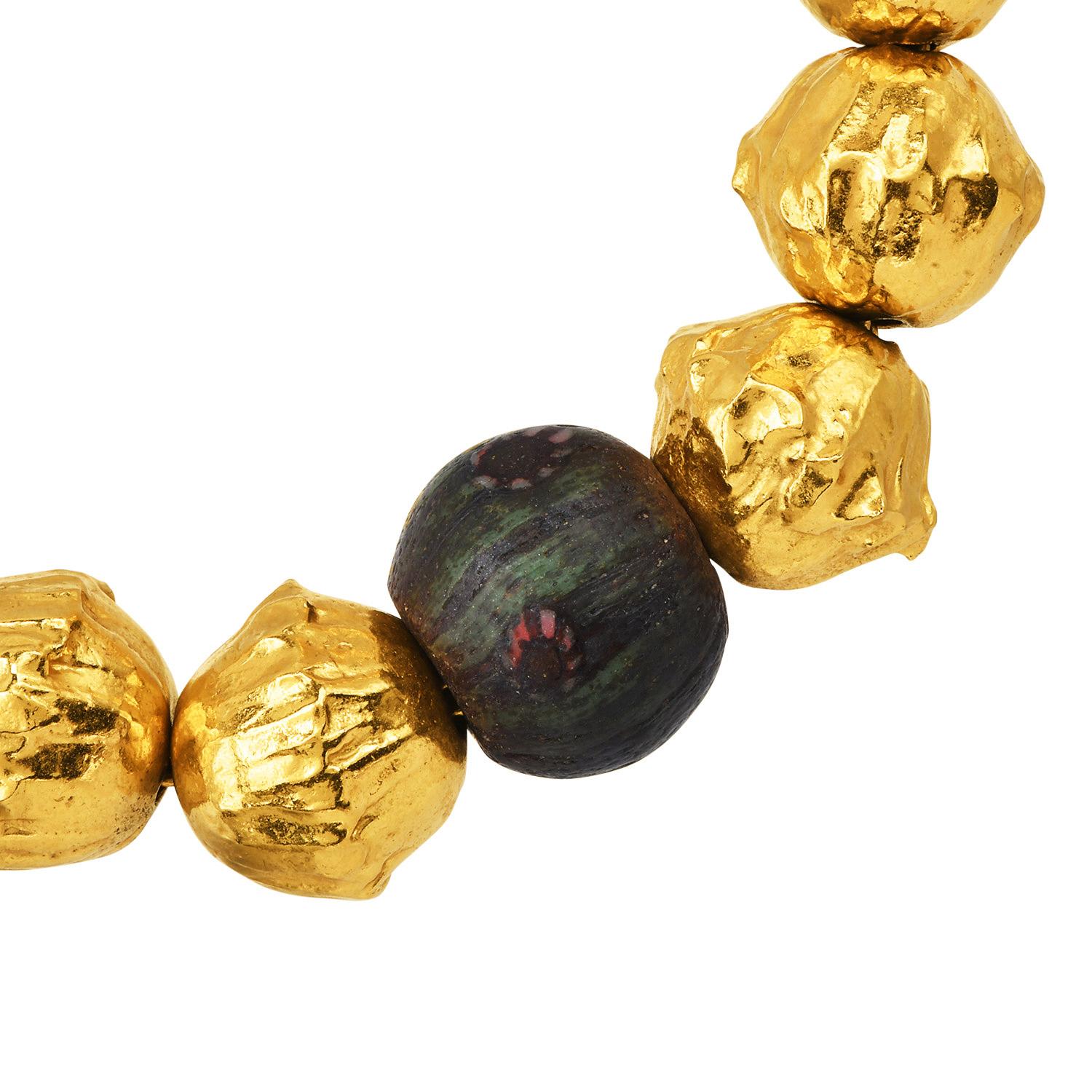Donna Collana girocollo con perline in oro giallo 22 carati Jean Mahie 253,6 grammi in vendita