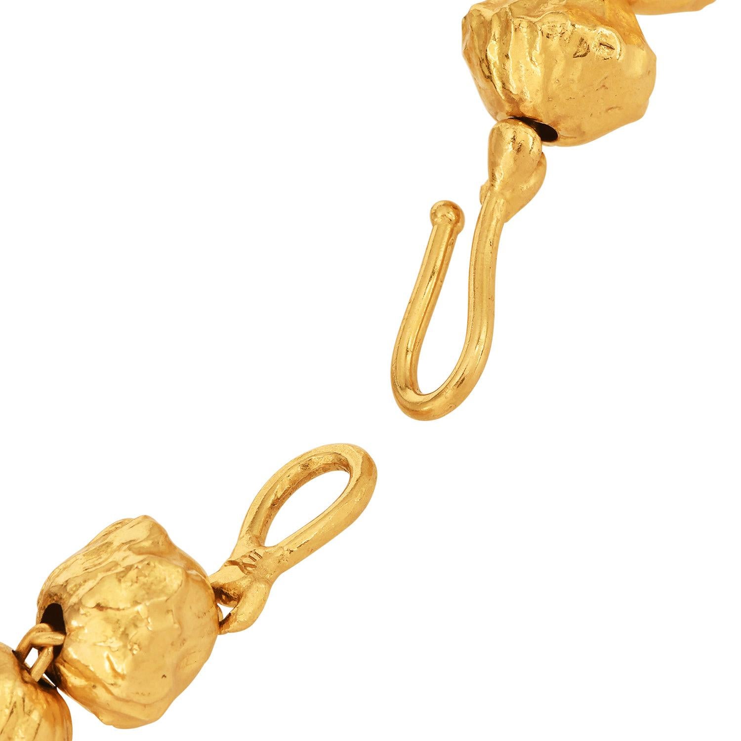Collana girocollo con perline in oro giallo 22 carati Jean Mahie 253,6 grammi in vendita 1
