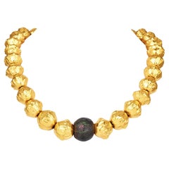 Jean Mahie Heavy 22K Yellow Gold Bead Choker Necklace 253.6 Grams