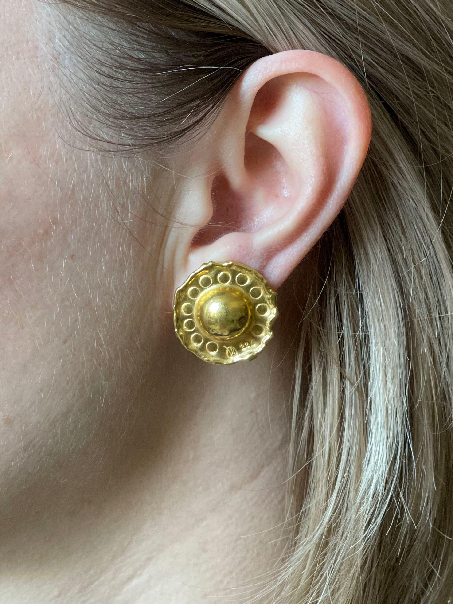 Pair of 22k gold Jean Mahie earrings, measuring 1