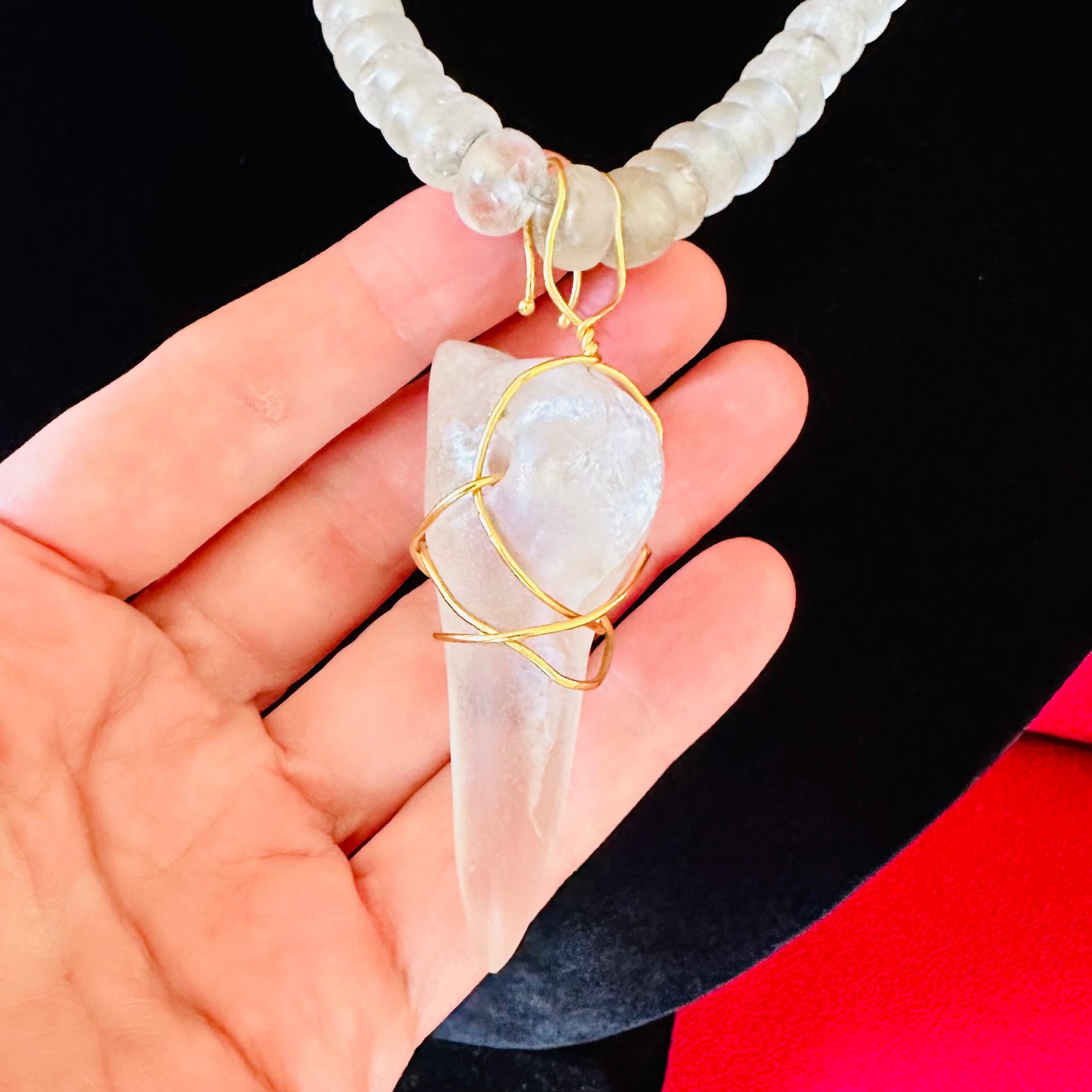 Jean Mahie Long Rock Crystal Bead Necklace In Fair Condition In Beverly Hills, CA