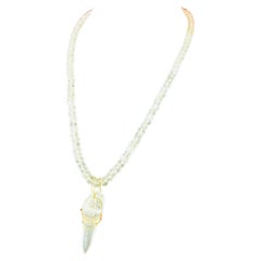 Jean Mahie Long Rock Crystal Bead Necklace