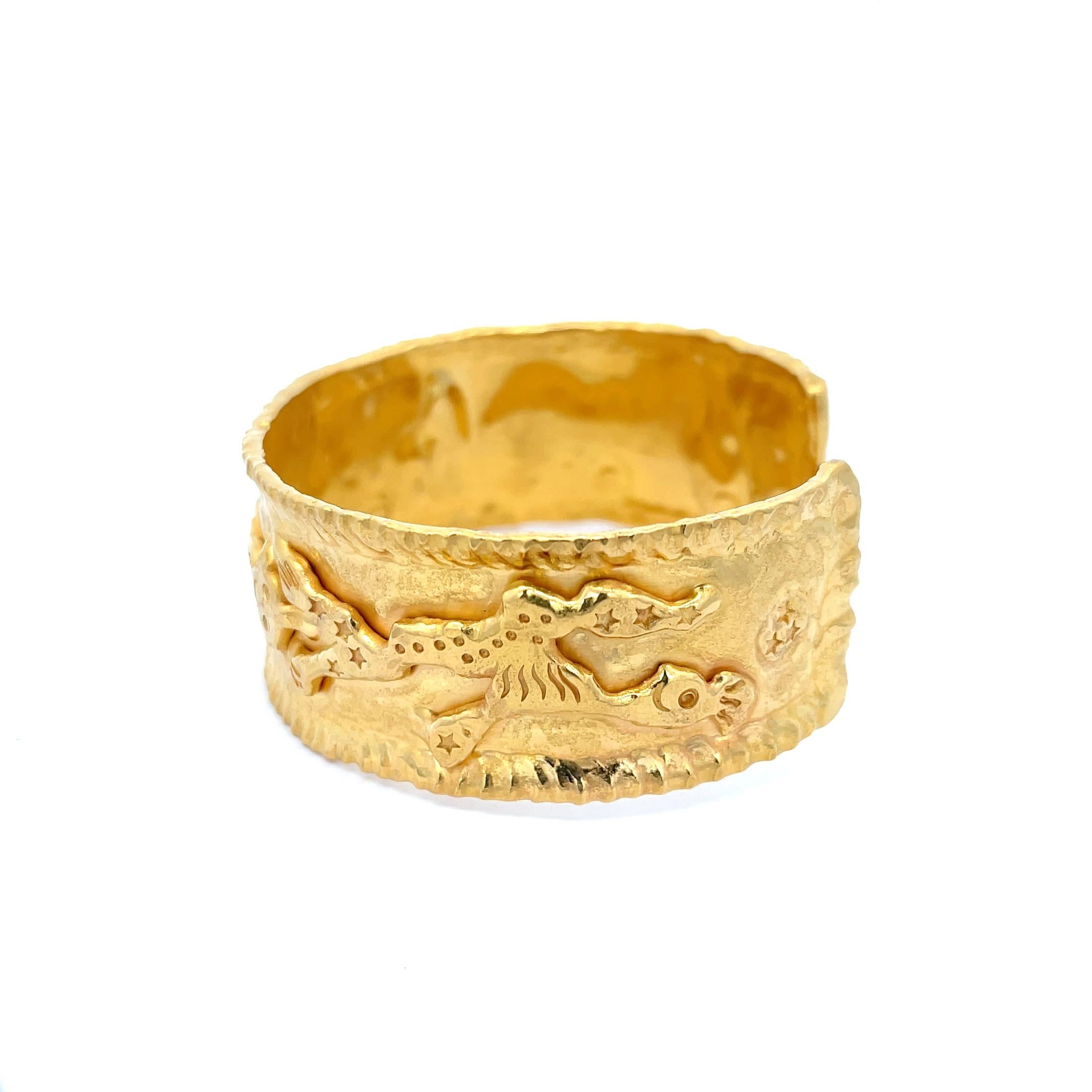 Jean Mahie Schmale Manschette 22K Gelbgold im Zustand „Hervorragend“ in Dallas, TX