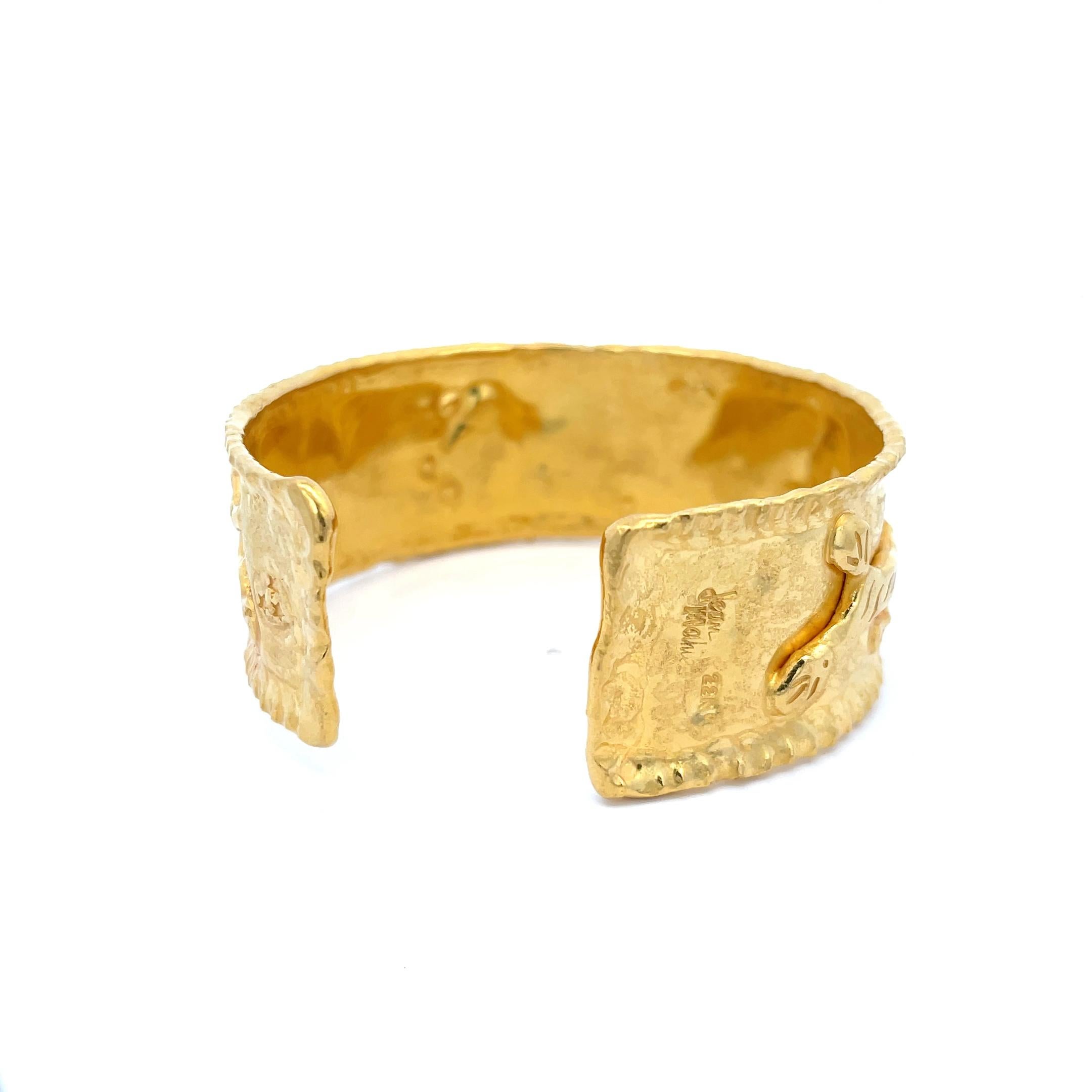 Jean Mahie Schmale Manschette 22K Gelbgold für Damen oder Herren