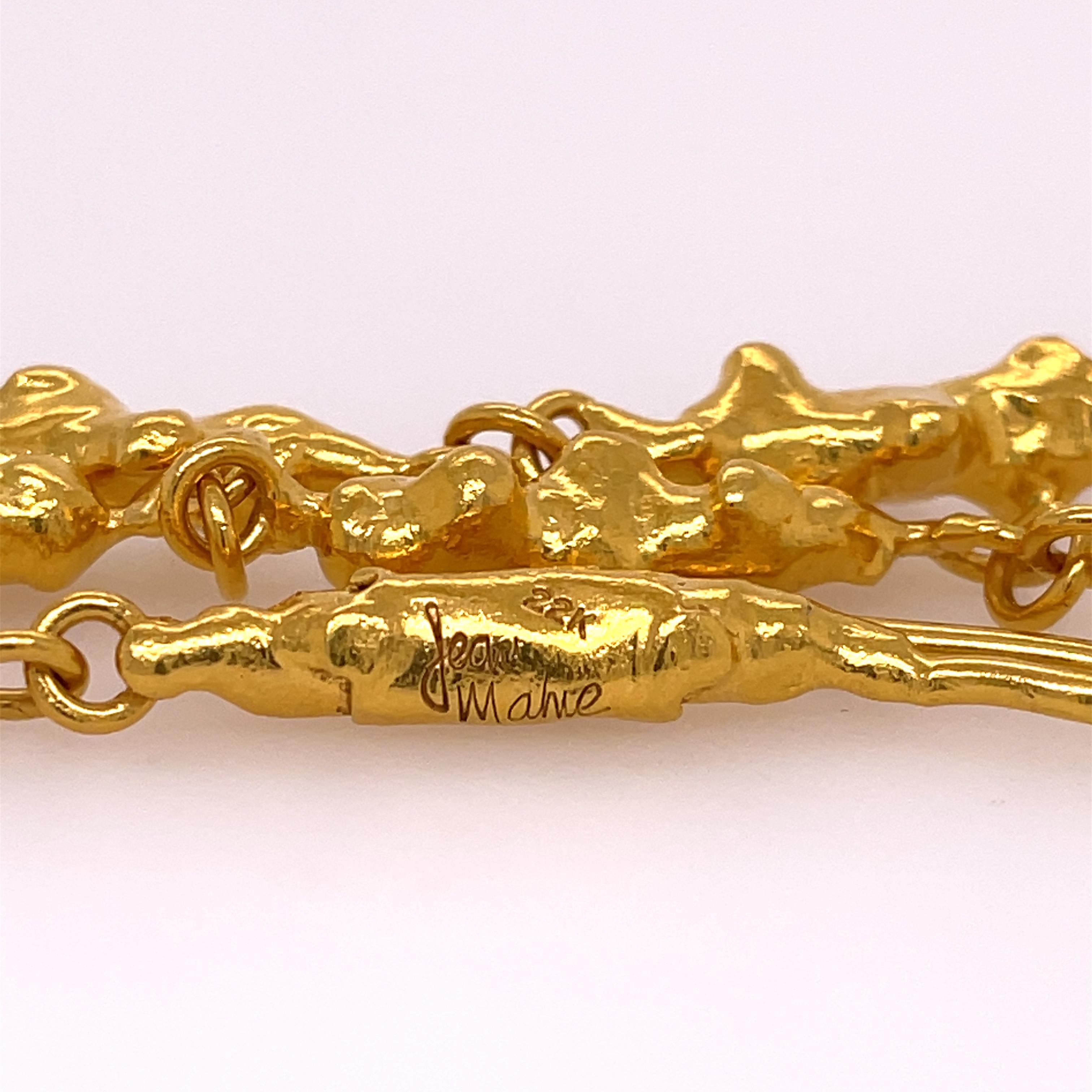 Jean Mahie 20 inch Nugget Link Necklace 22K Yellow Gold. 