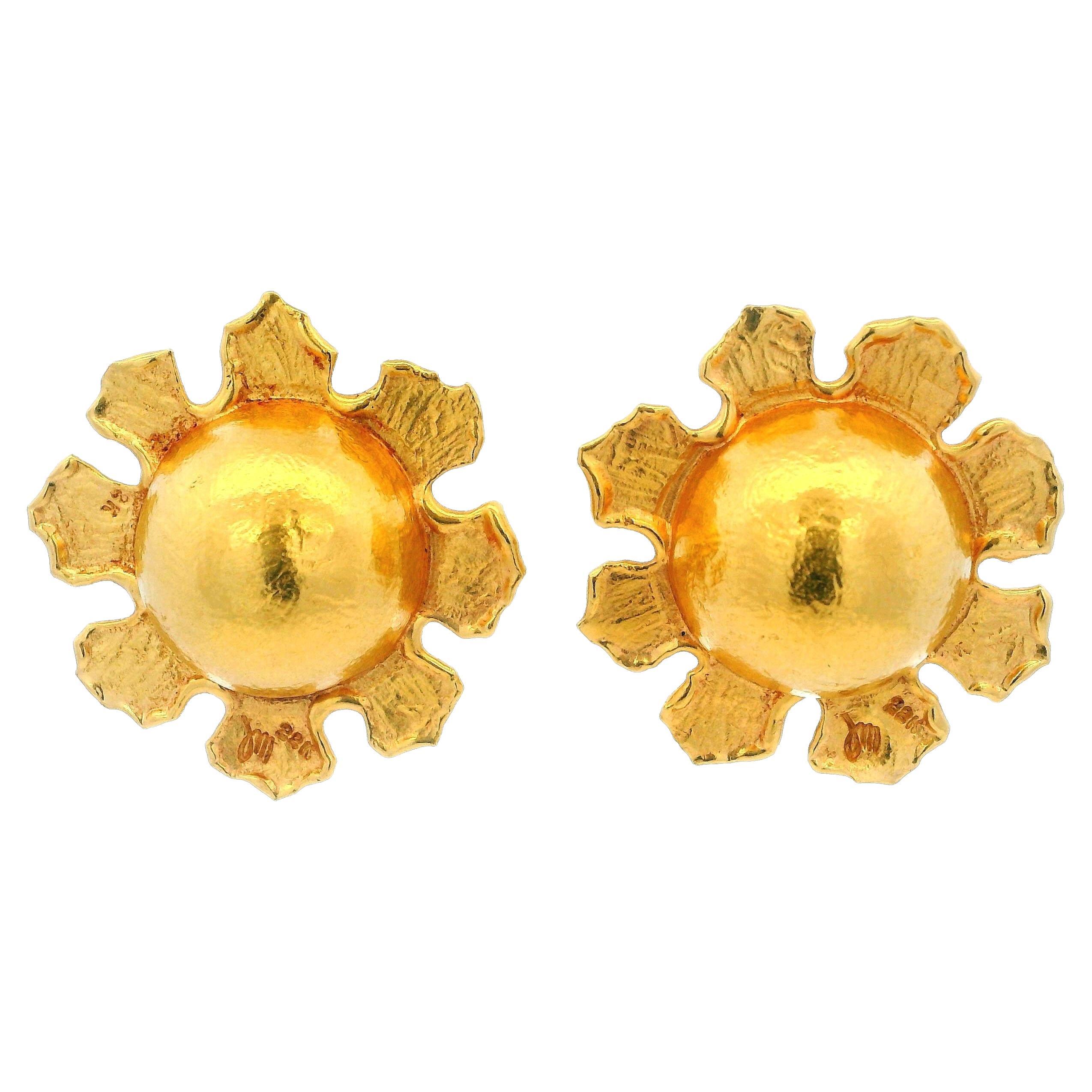 Jean Mahie Paar 22K Gold Kuppel Ohrclips