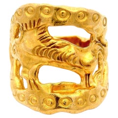 Jean Mahie Paris, bague créature abstraite des années 1970 en or jaune 22 carats