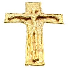 Jean Mahie Sculptural 22 Karat Gold Cross Pendant