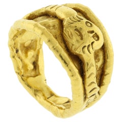 Vintage Jean Mahie Scupted 22 Karat Mask Ring