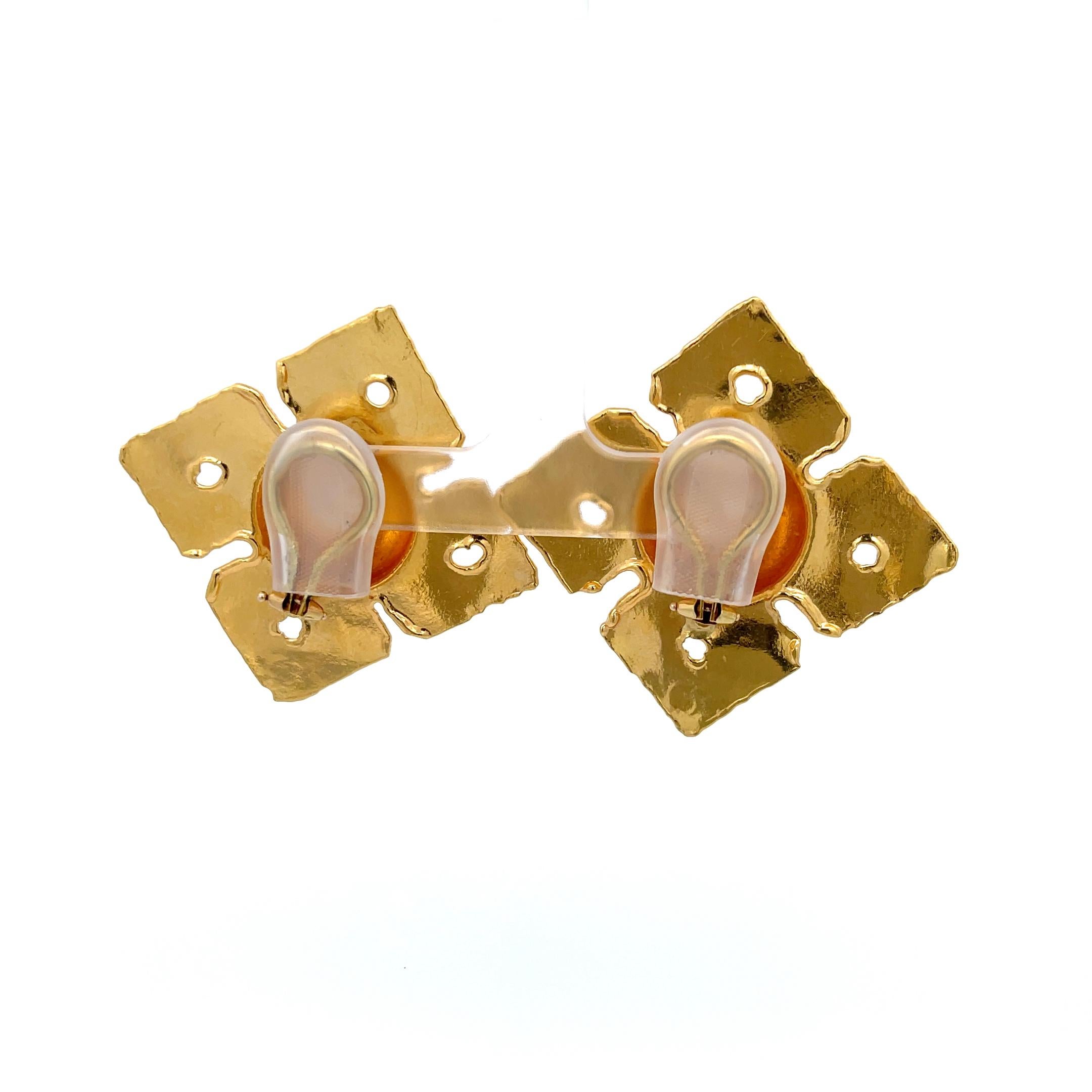 Women's Jean Mahie Square Clip-On Earrings 22K Yellow Gold