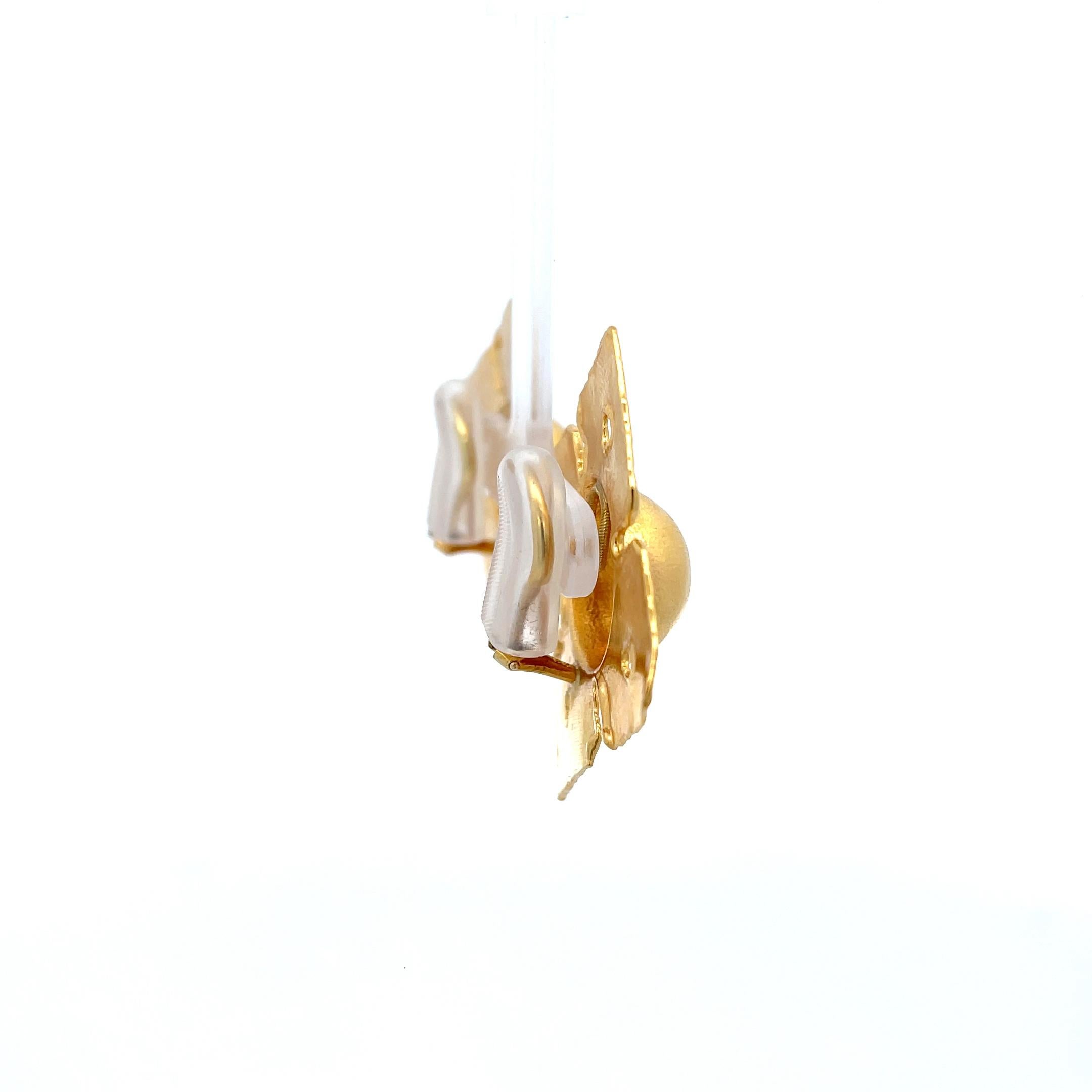Jean Mahie Square Clip-On Earrings 22K Yellow Gold 1