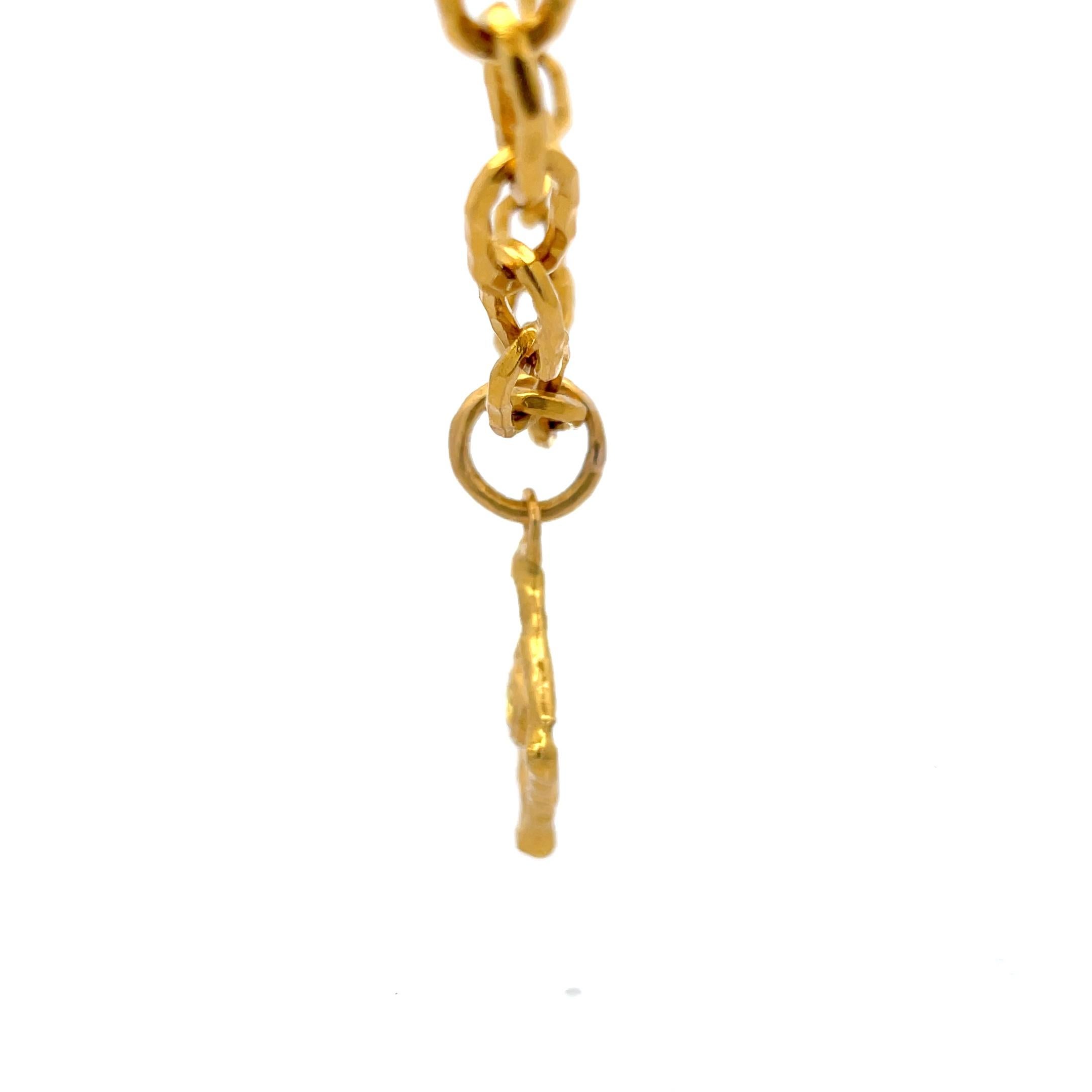 Jean Mahie Square Pendant Cadene Chain 22K Gold In Excellent Condition In Dallas, TX
