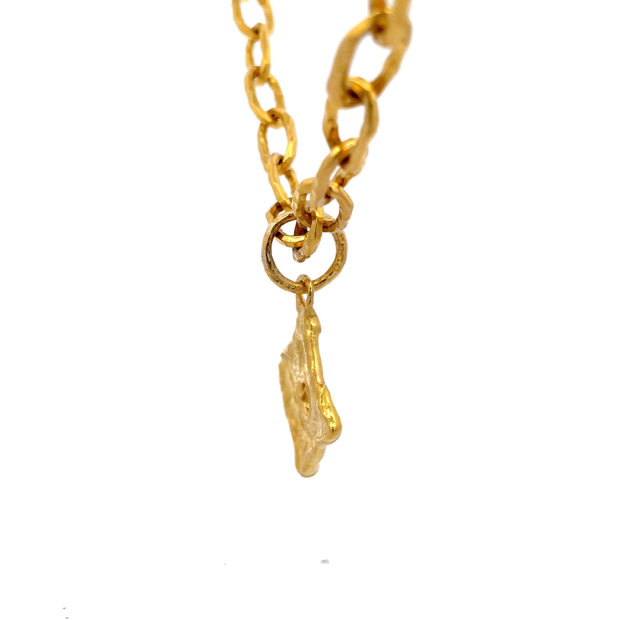 Jean Mahie Square Pendant Cadene Chain 22K Gold 1