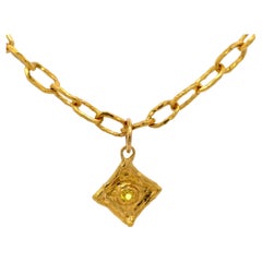 Jean Mahie Square Pendant Cadene Chain 22K Gold