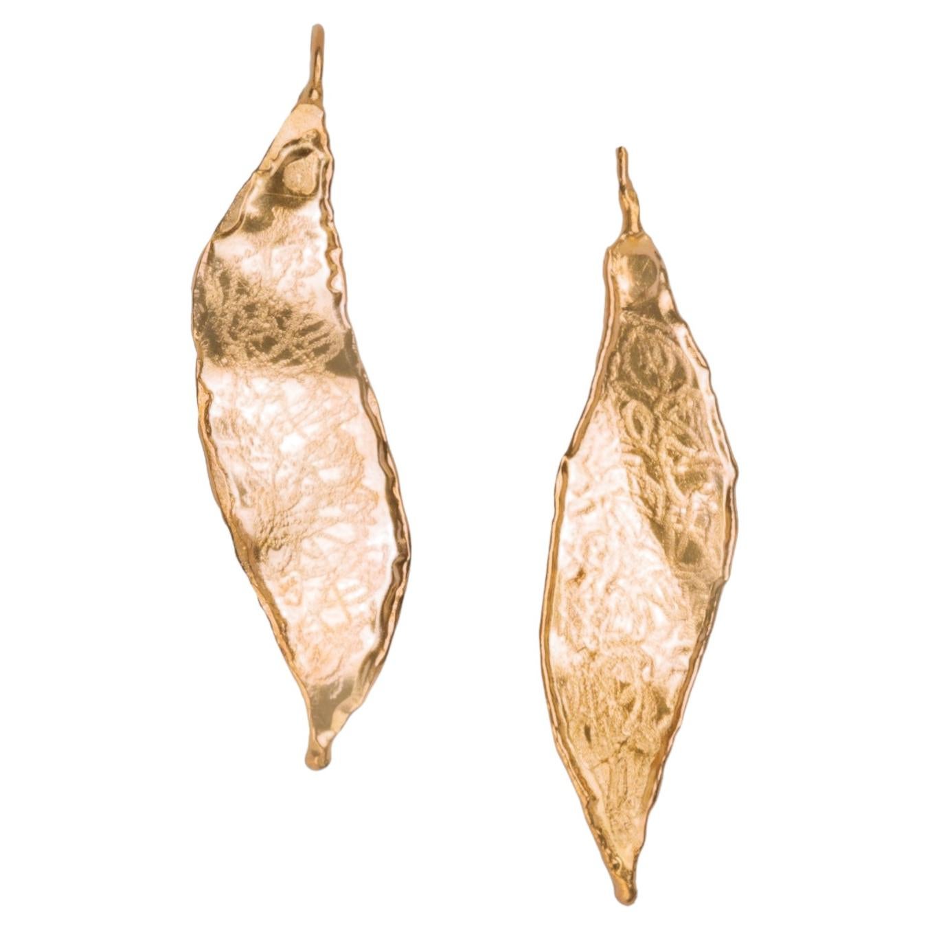 Pre-owned Jean Mahie Textured Leaf Earrings In Multi