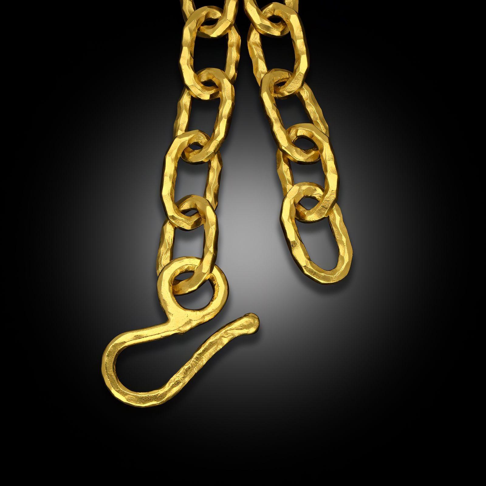 Jean Mahie Vintage 'Cadene' Gold Link Necklace en or 22ct Bon état - En vente à London, GB