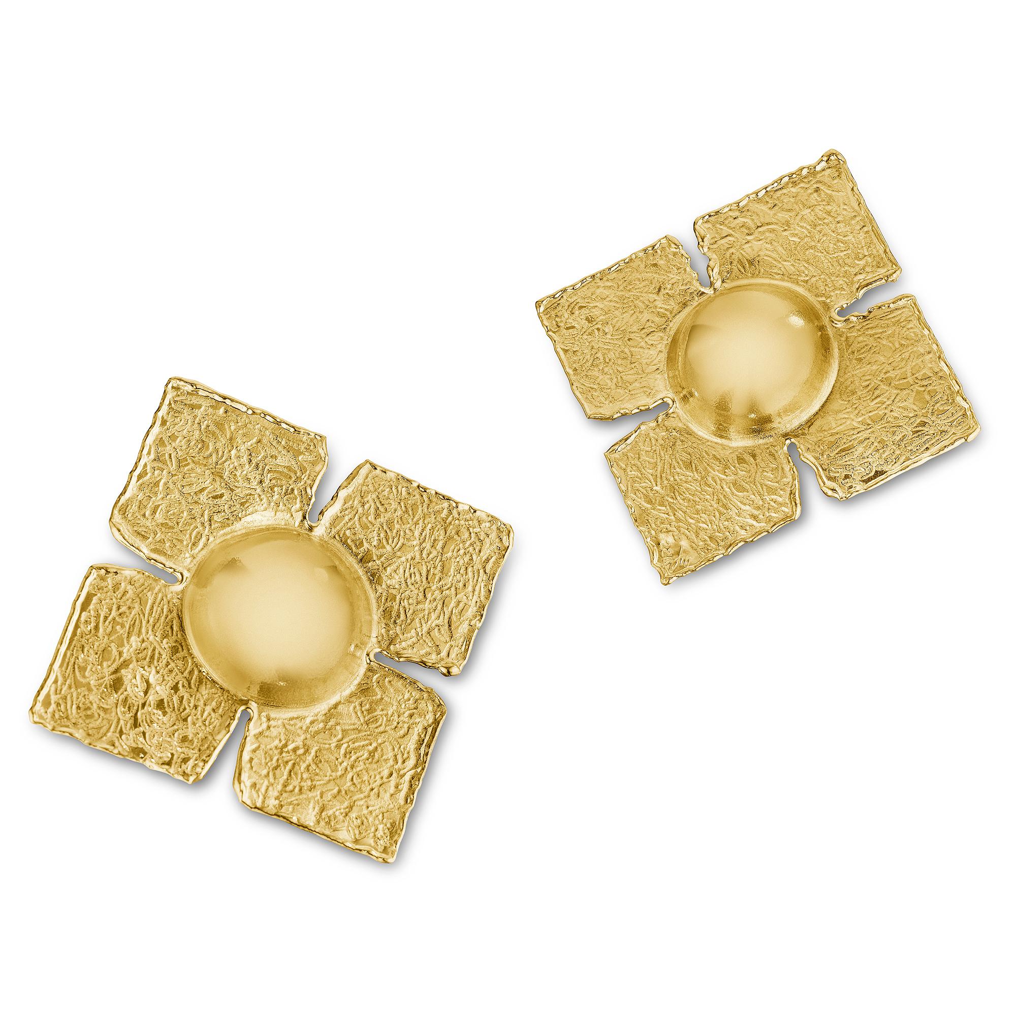 Retro Jean Mahie Vintage Gold Clip Earrings