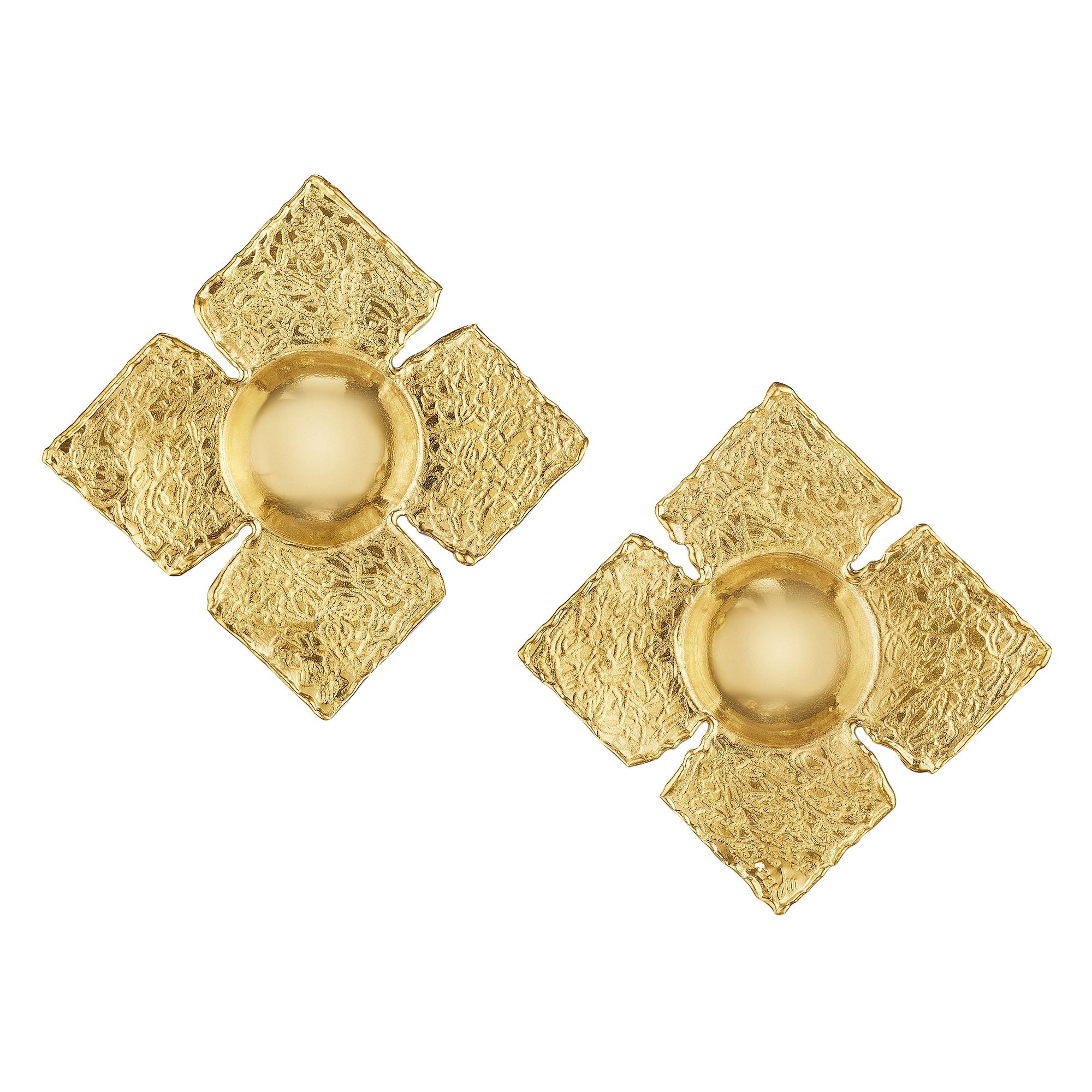 Jean Mahie Vintage Gold Clip Earrings