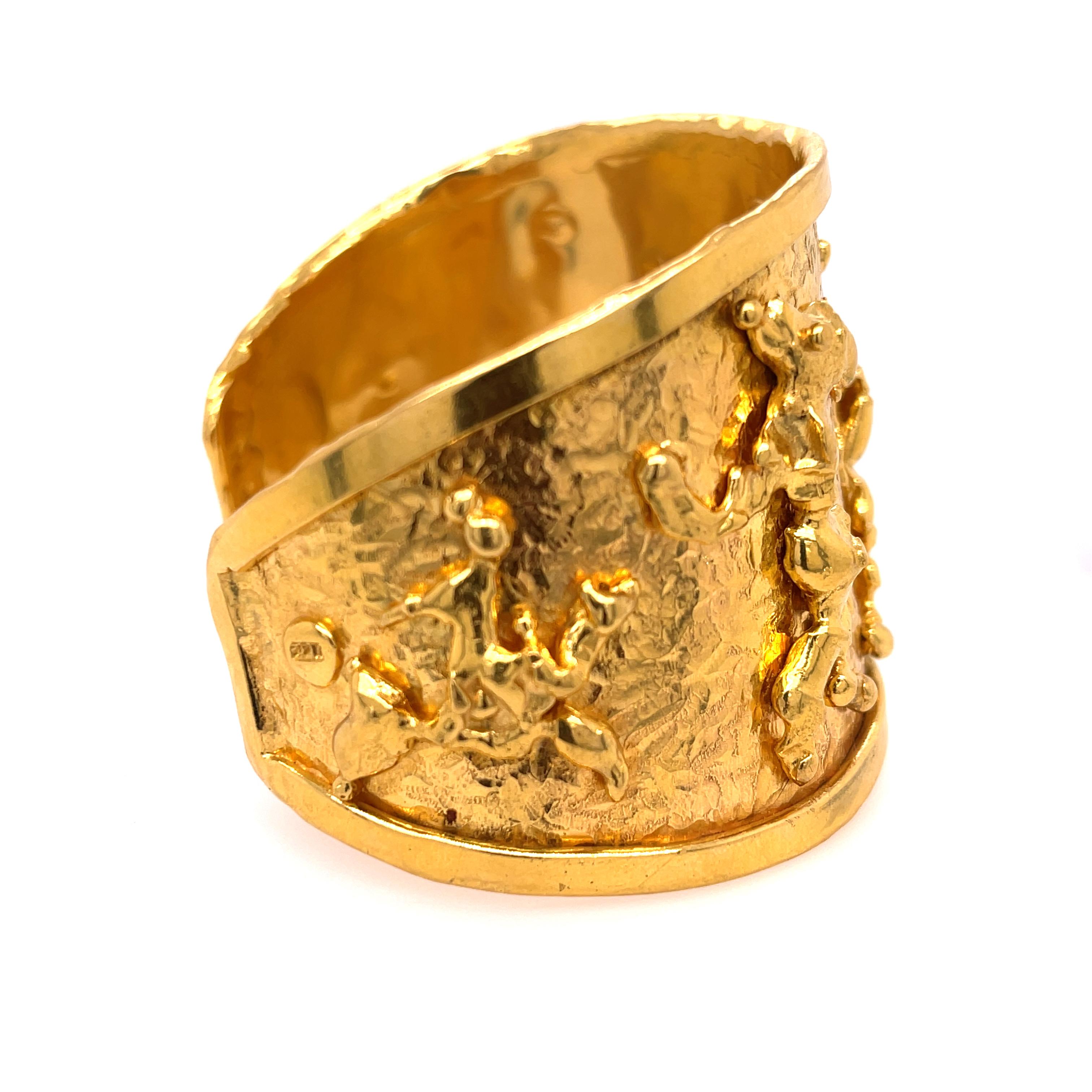 Jean Mahie wide cuff in 22K. The cuff is 1.25