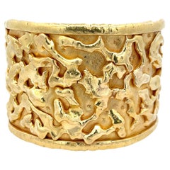 Jean Mahie Wide Ornate Cuff 22K Yellow Gold