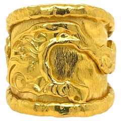 Retro Jean Mahie Wide Ring Yellow Gold