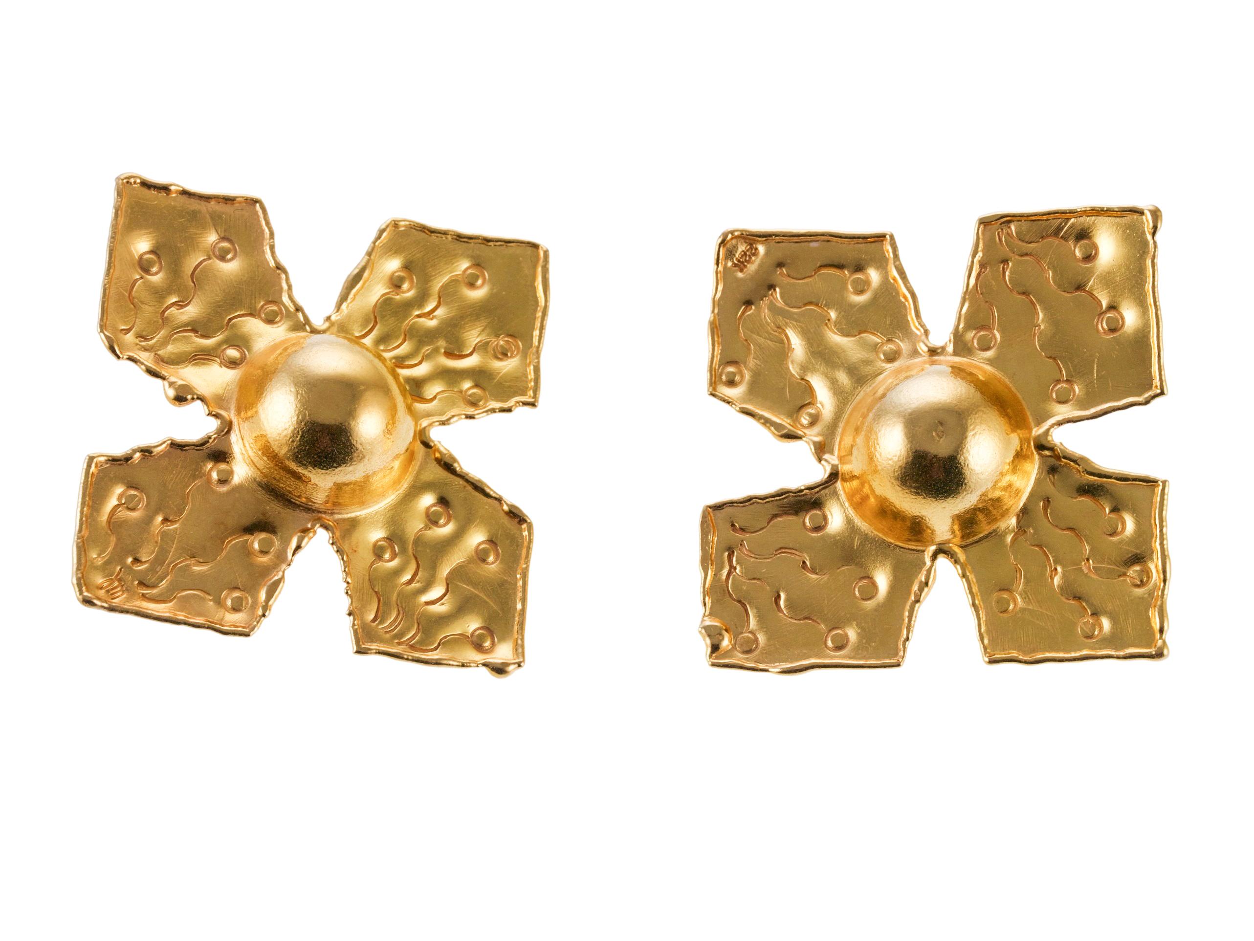 Jean Mahie Yellow Gold Large Earrings In Excellent Condition For Sale In New York, NY