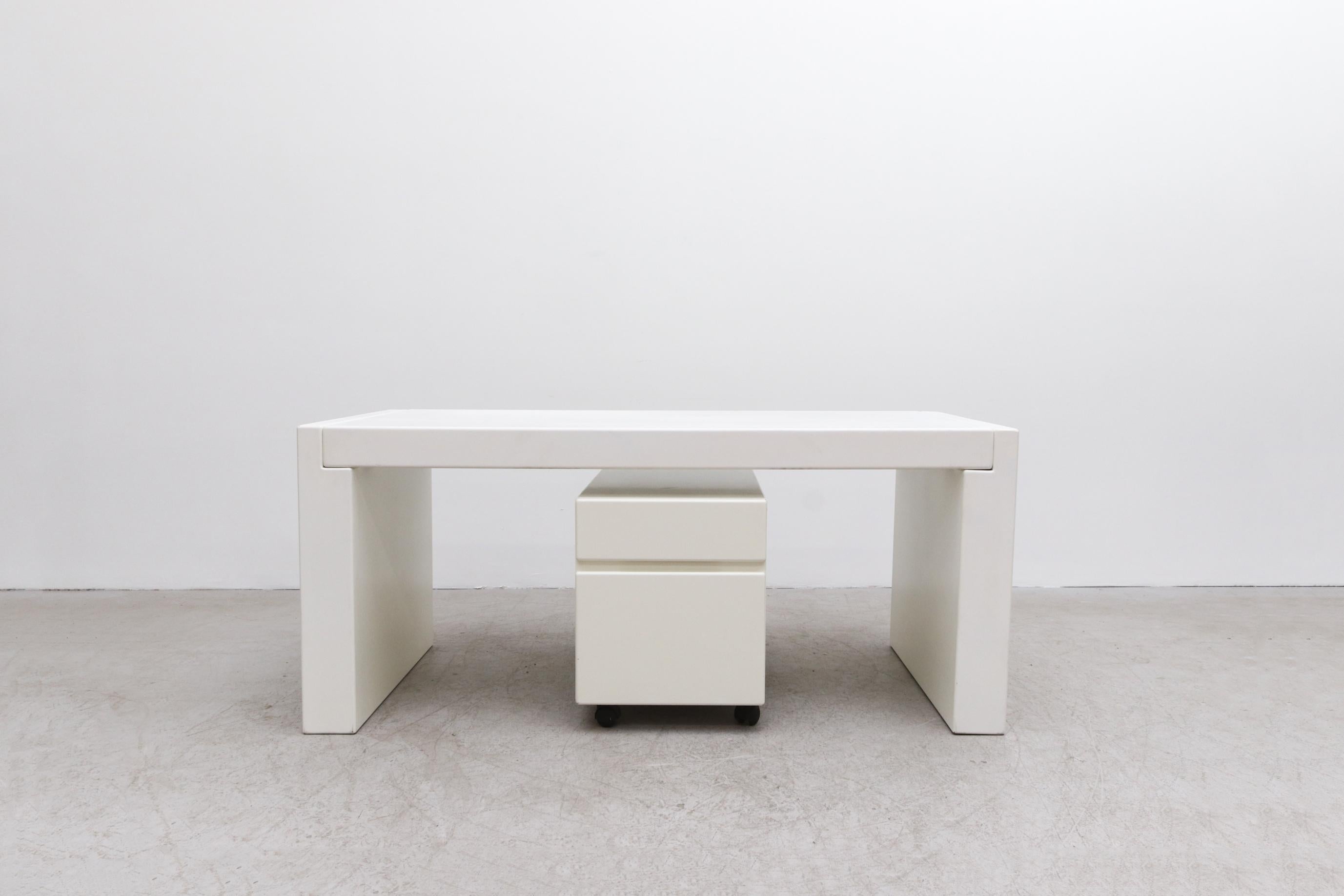 Fiberglass Jean Maneval Inspired Mod Desk with Rolling Storage
