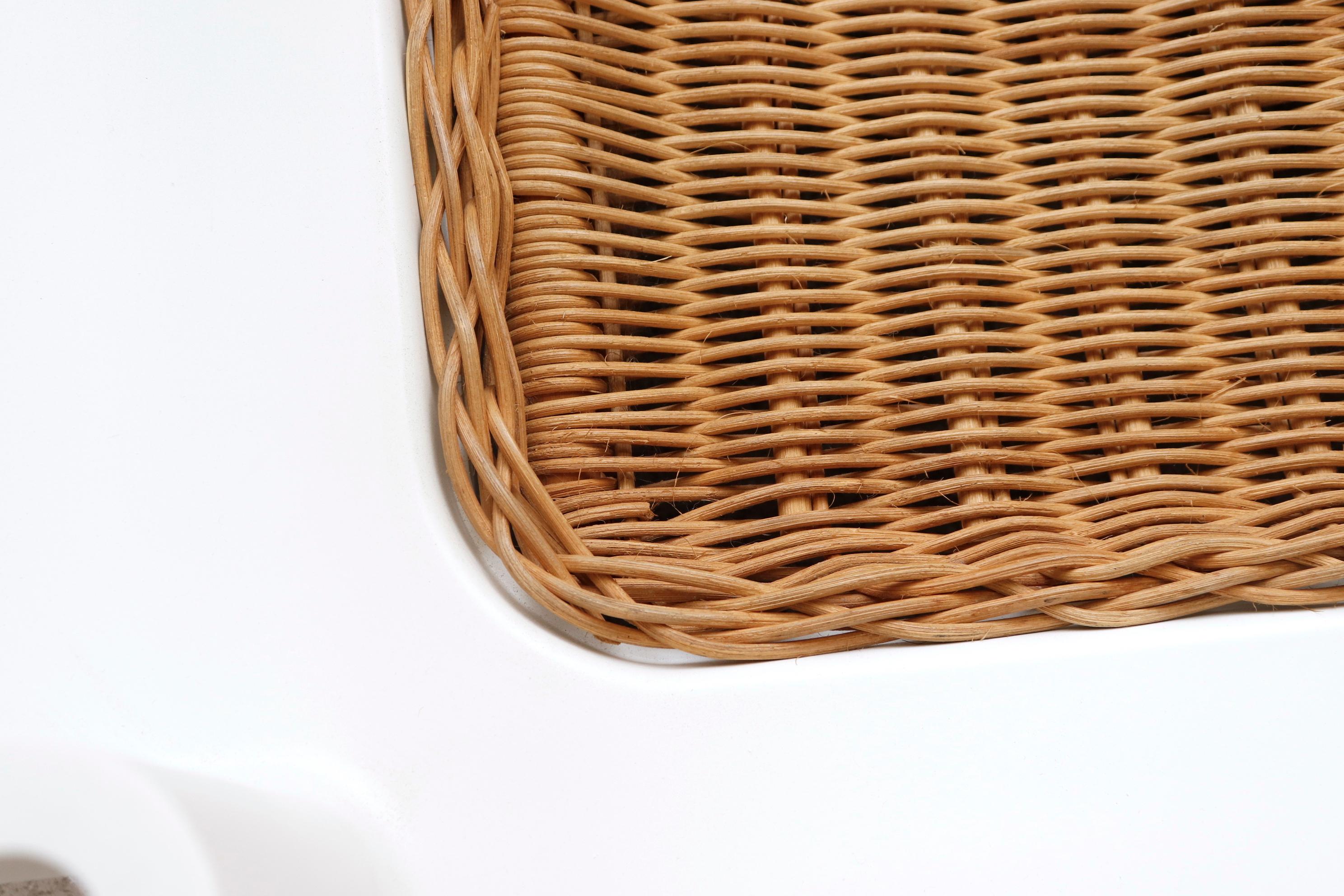 Jean Maneval Mod Space Age Coffee Table with Rattan Basket Storage 8