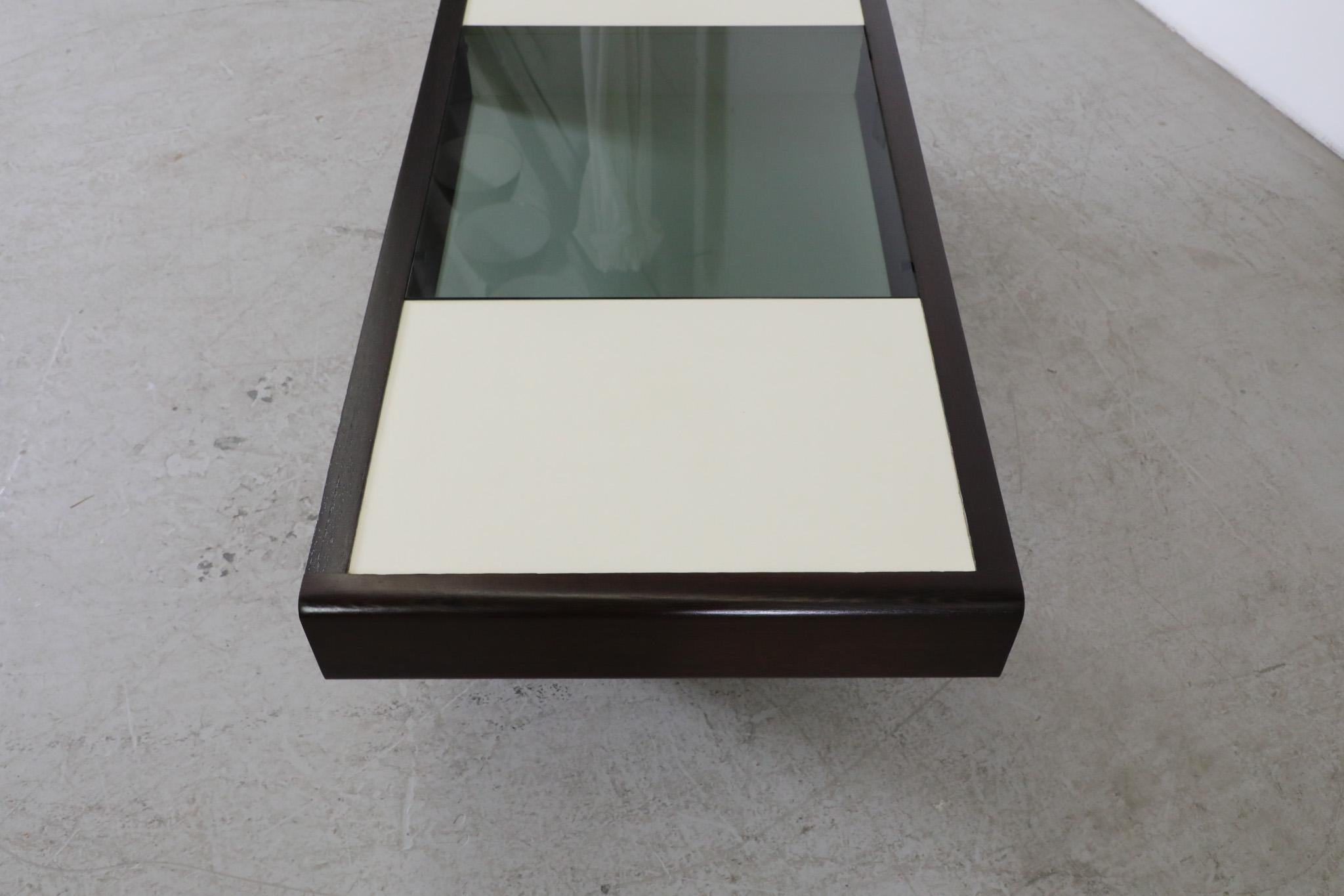 Jean Maneval Style Curved Wenge and White Coffee Table w/ Smoked Glass For Sale 3