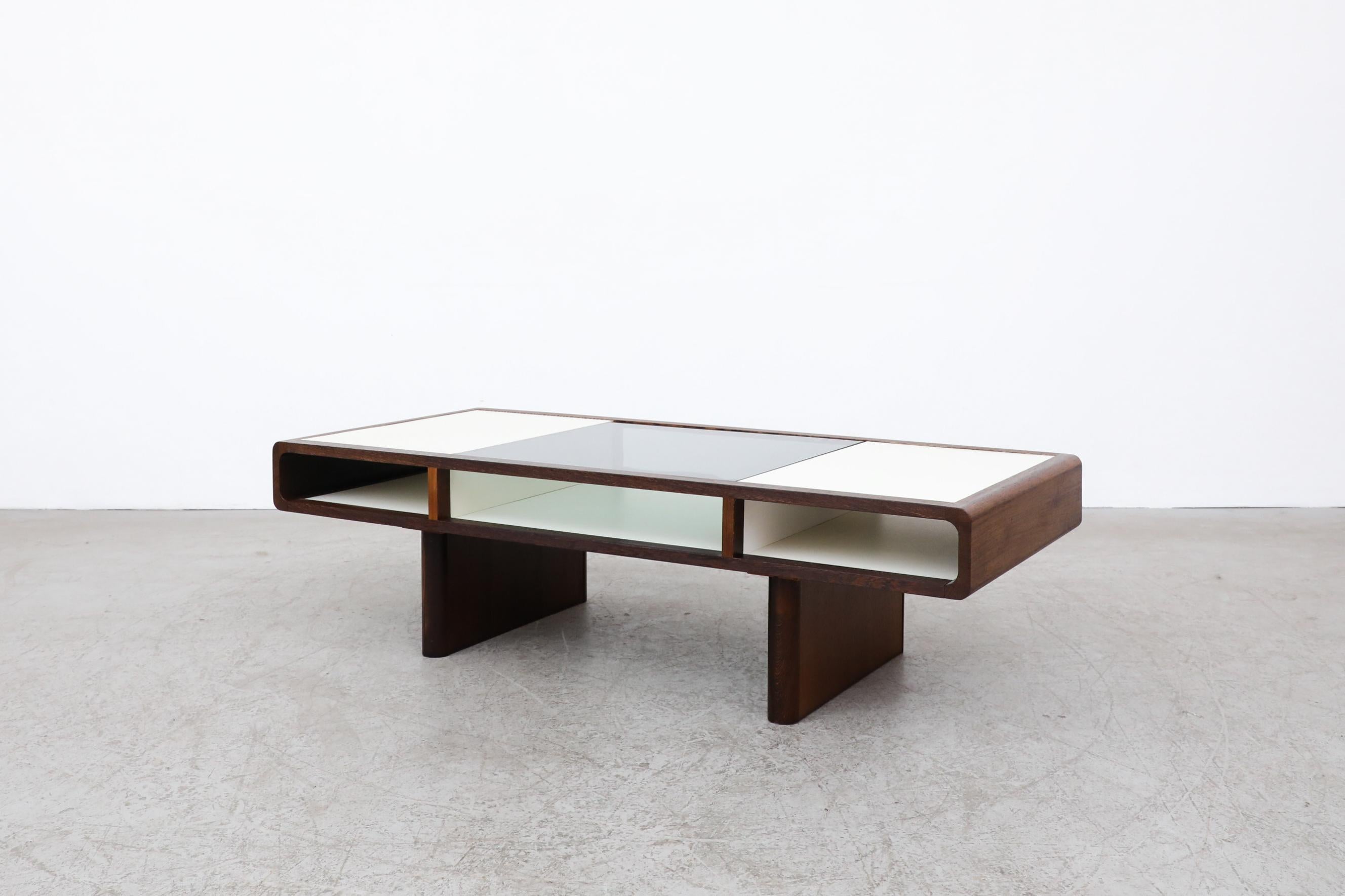 Jean Maneval Style Wenge and White Coffee Table In Good Condition In Los Angeles, CA