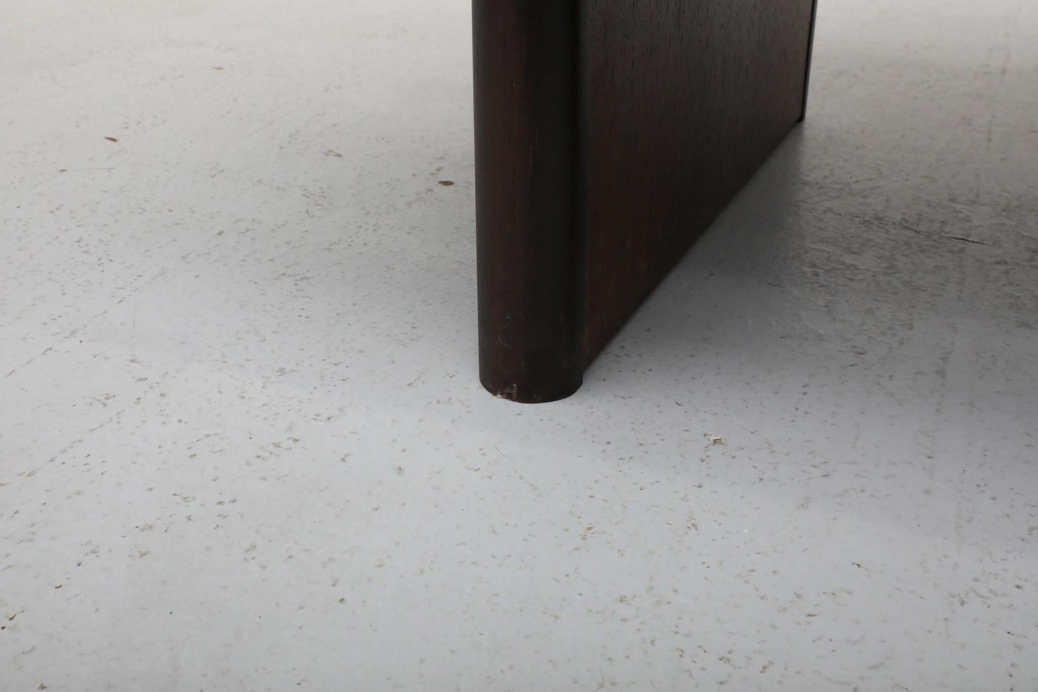 Jean Maneval Style Wenge and White Coffee Table with Storage and Bronzed Glass For Sale 11