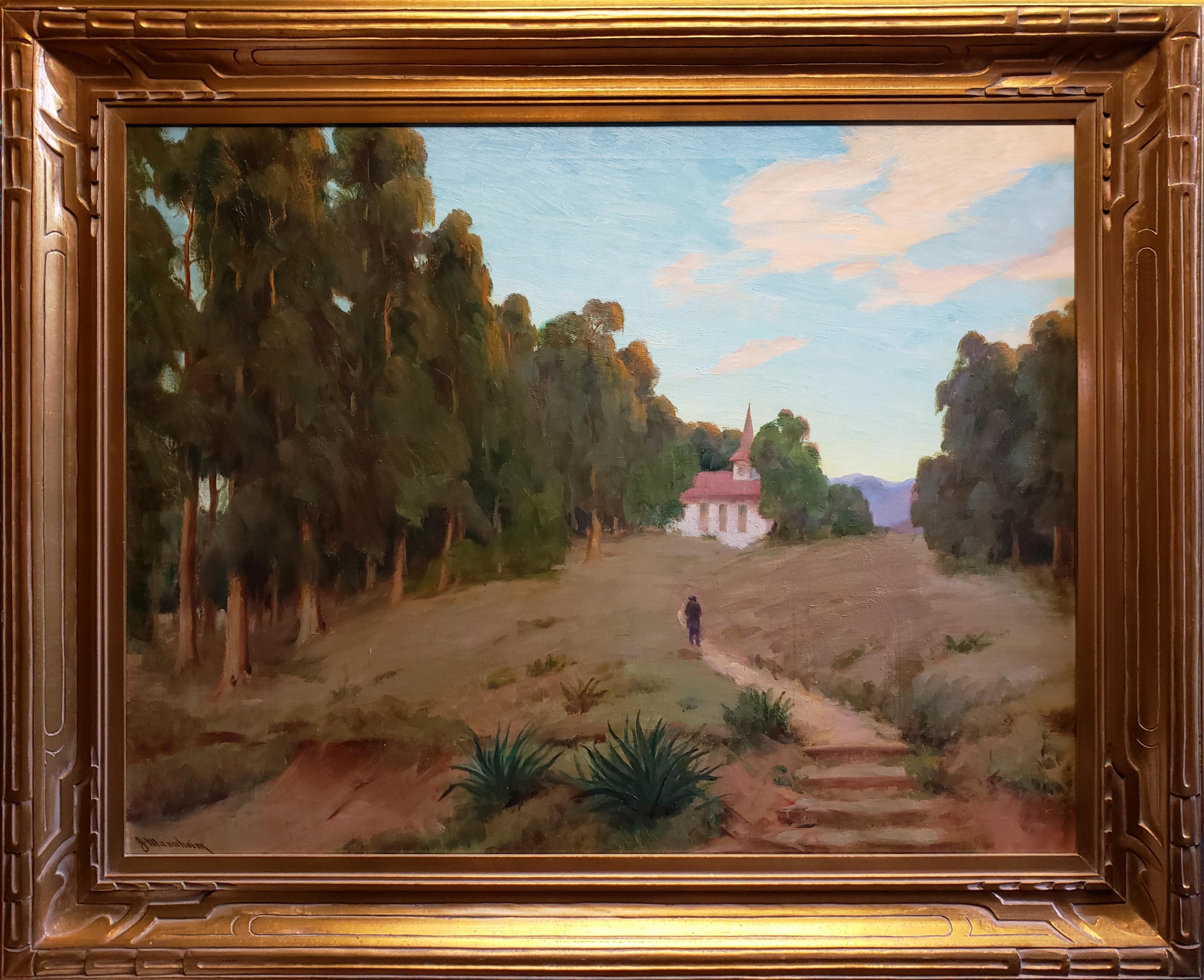 Jean Mannheim Landscape Painting - Pathway to the Church, Pasadena c. 1915