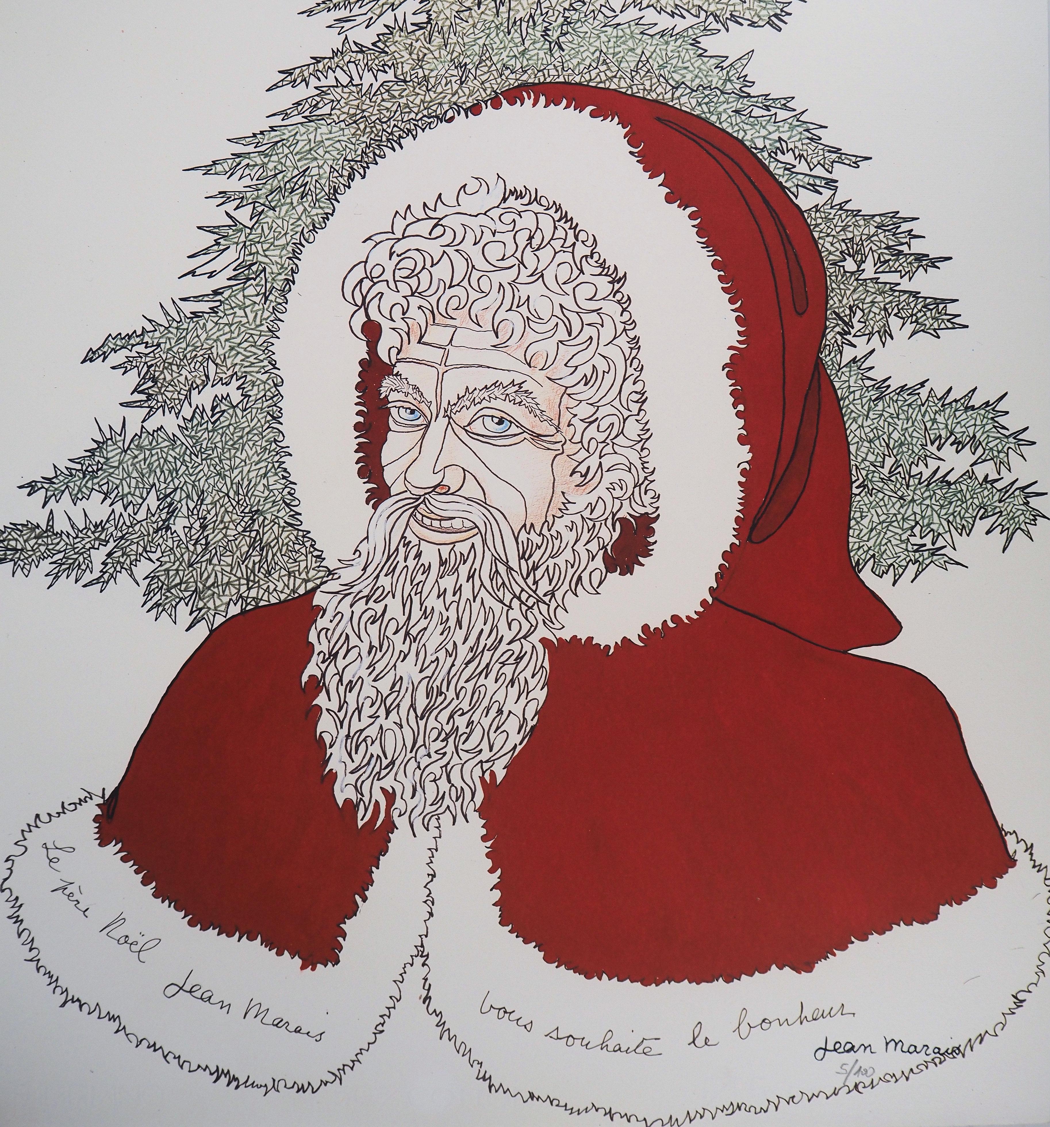 Natale: Babbo Natale - Litografia, Ltd 100 copie - Print di Jean Marais