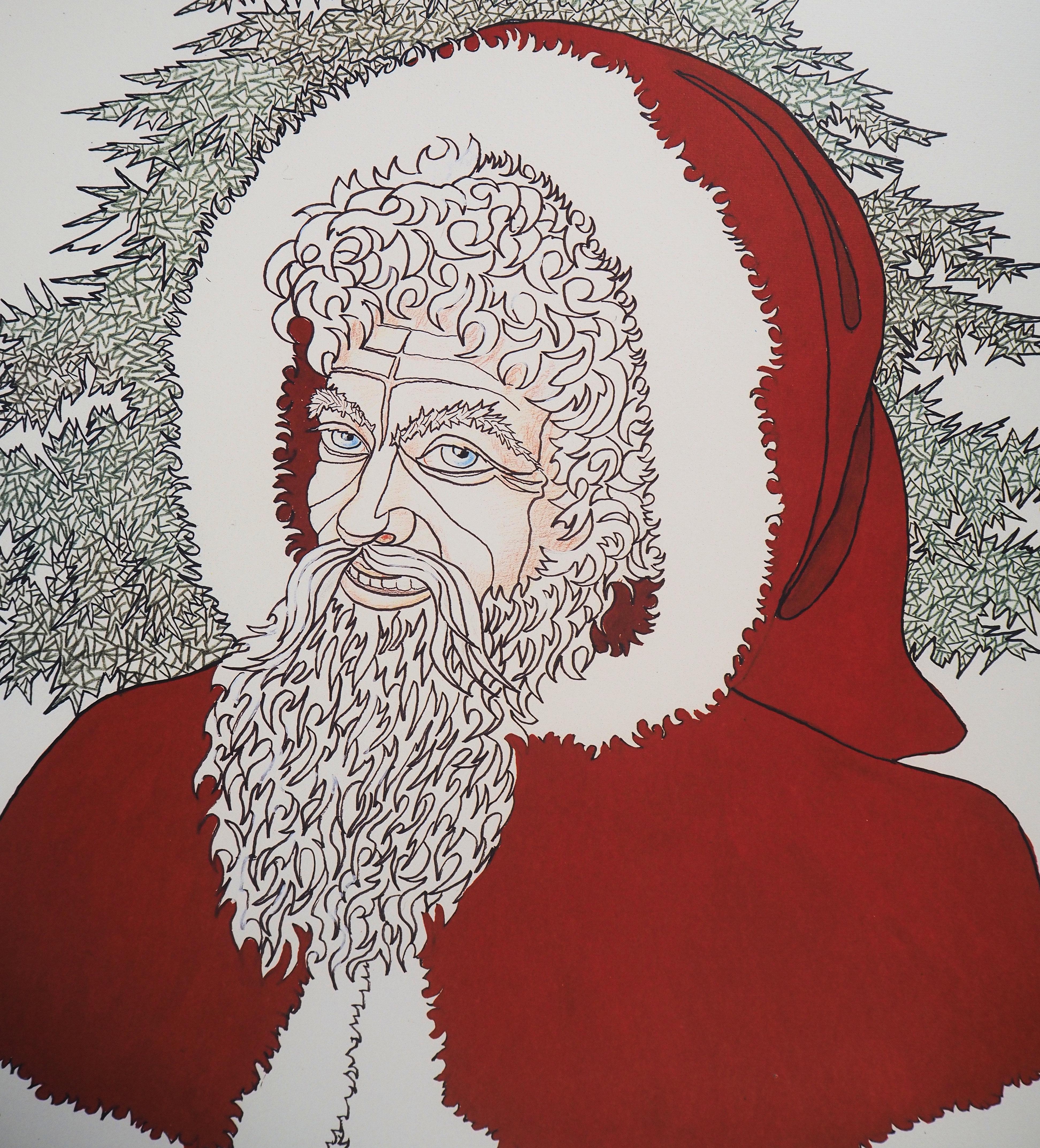 Natale: Babbo Natale - Litografia, Ltd 100 copie - Print Moderno di Jean Marais