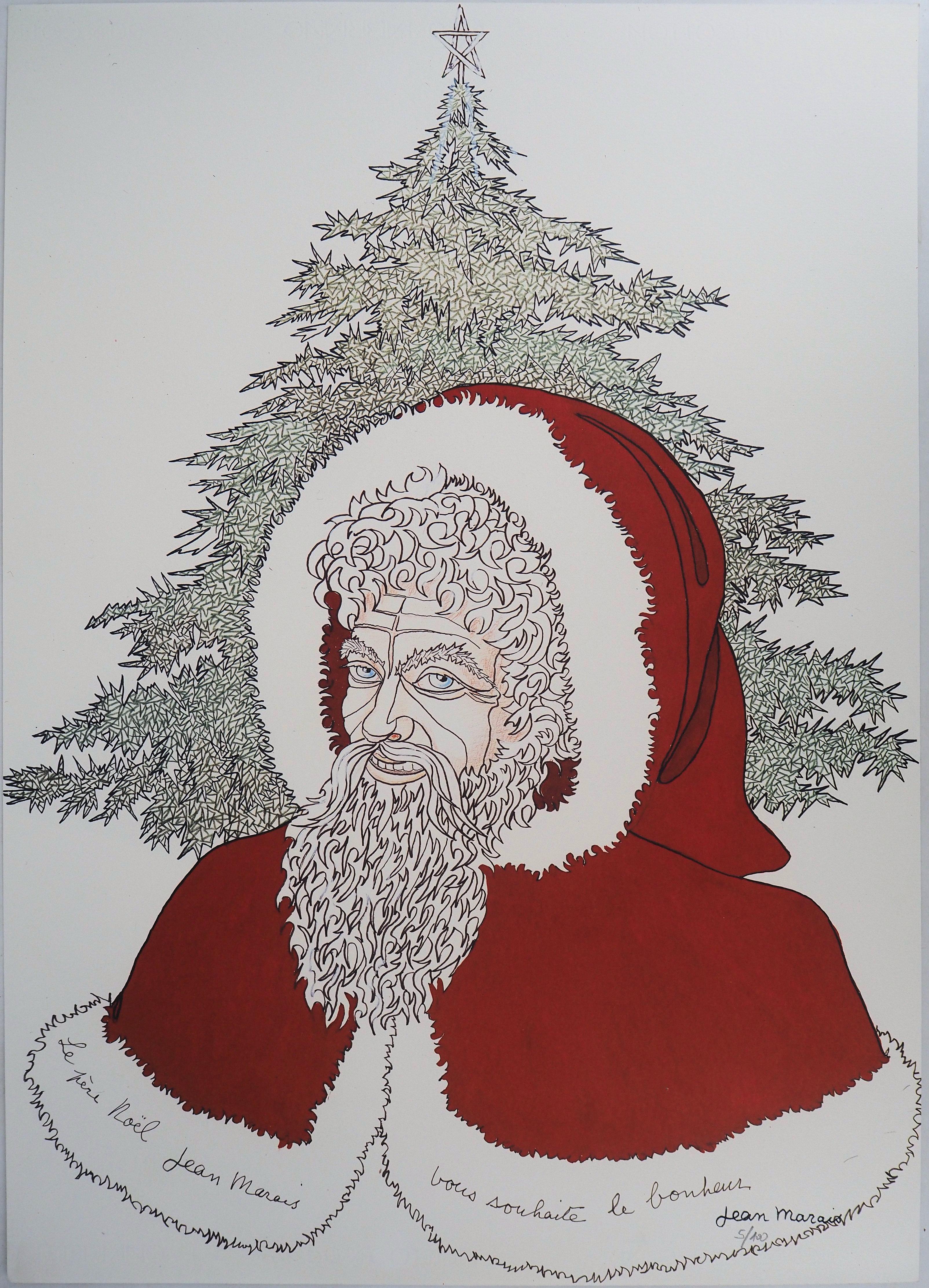 Figurative Print di Jean Marais - Natale: Babbo Natale - Litografia, Ltd 100 copie
