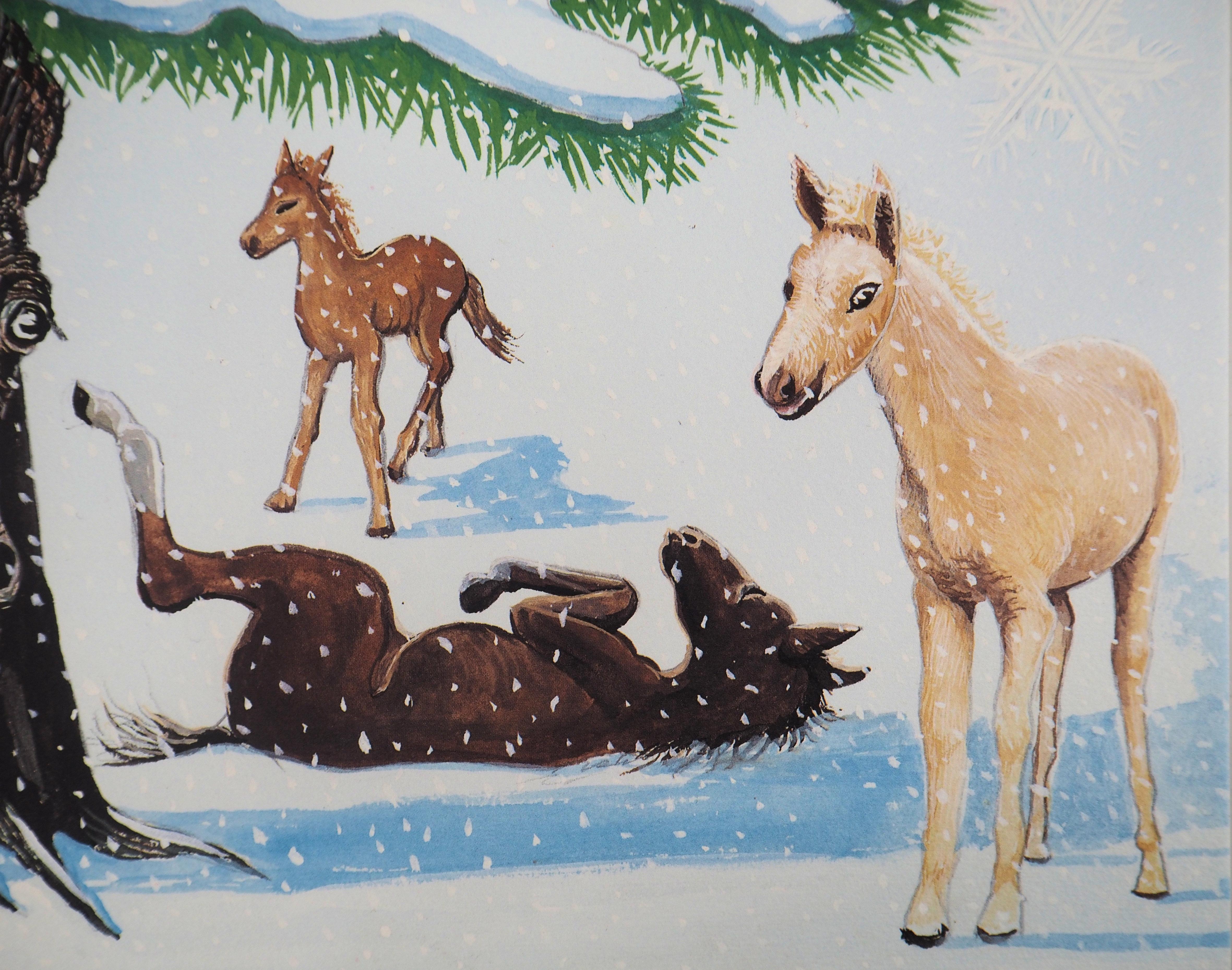Christmas Tree and Horses - Lithograph, Ltd 100 copies For Sale 1