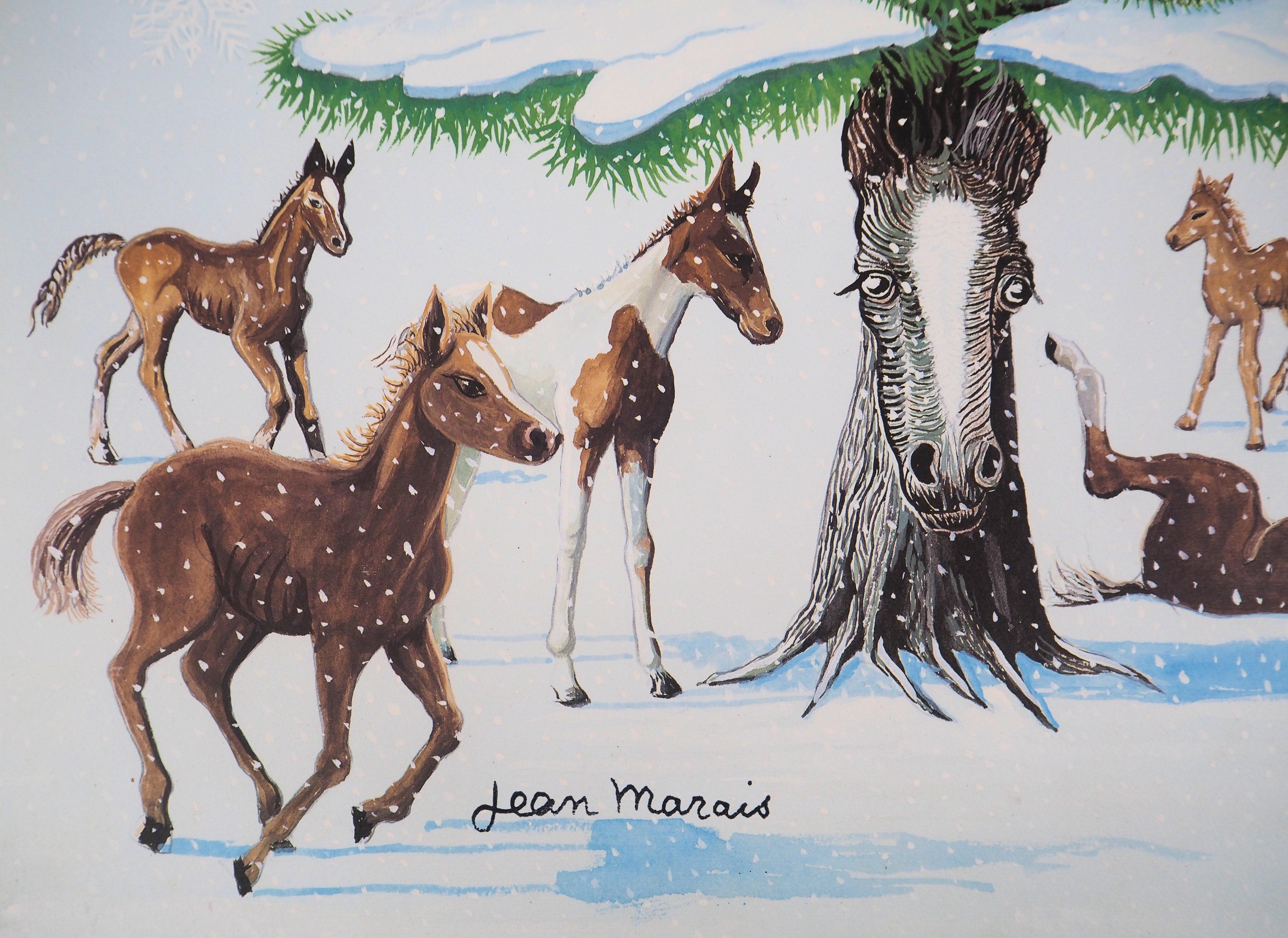 Christmas Tree and Horses - Lithograph, Ltd 100 copies For Sale 2