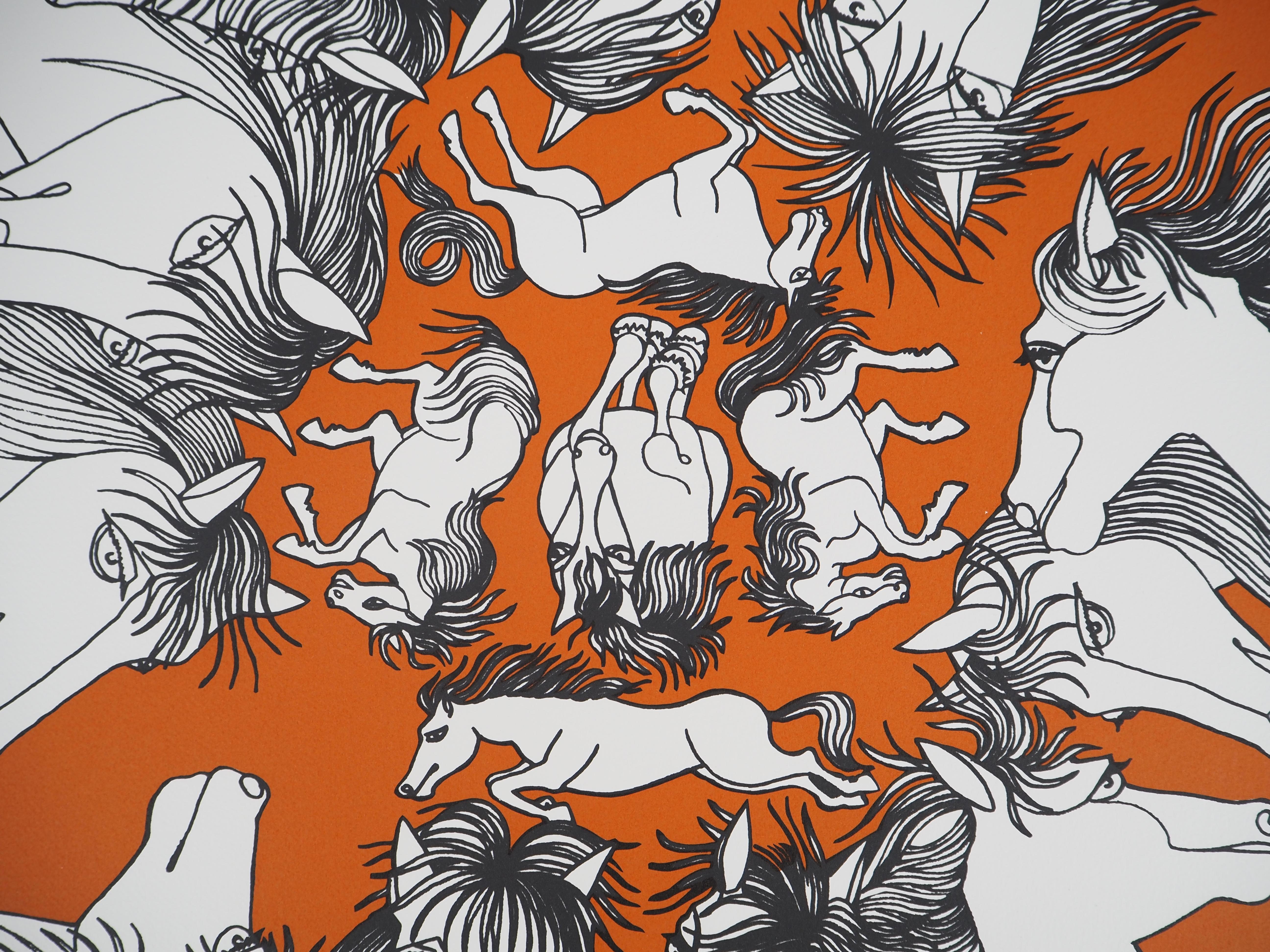 Cavalli - Litografia, Ltd 100 copie - Print di Jean Marais