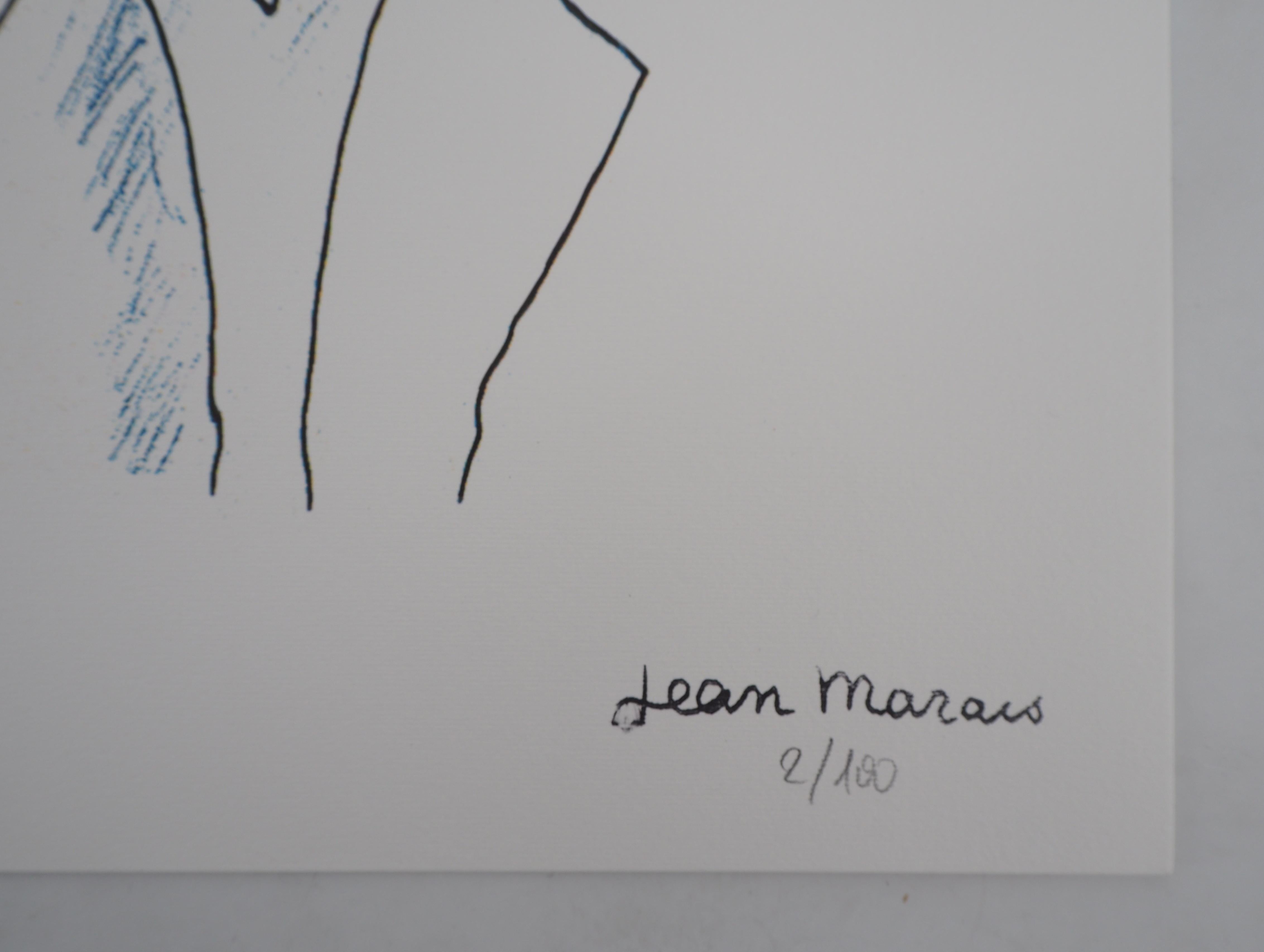 Jean Cocteau and Me - Lithograph, Numbered /100 - Print by Jean Marais